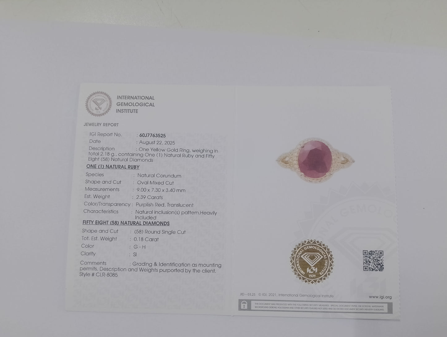2.57 Ct Oval Mixed Cut Natural Corundum Ruby 14K Gold Ring