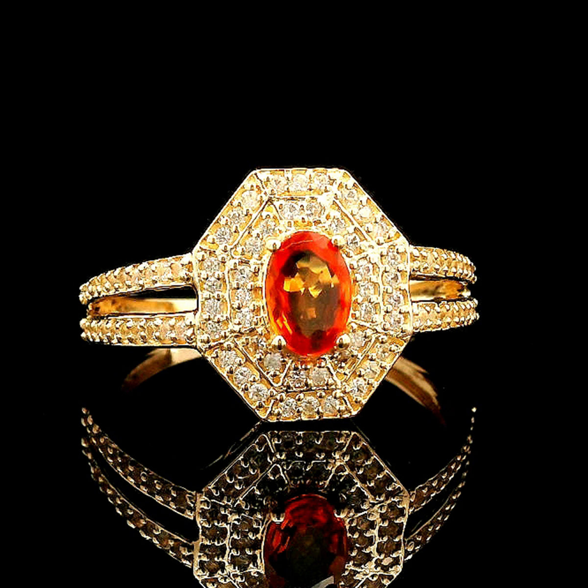 0.85 Ct Oval Multi Sapphire 14K Gold Ring