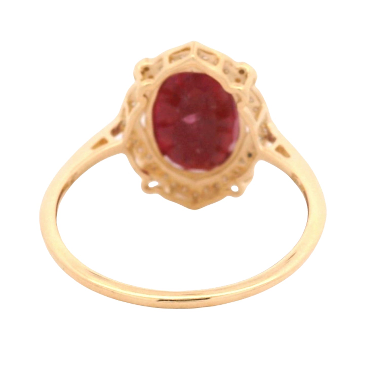 3.39 Ct Oval Mixed Cut Natural Corundum Ruby 14K Gold Ring