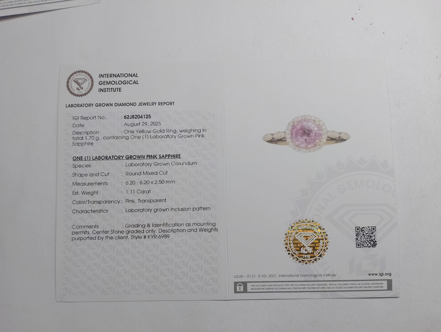1.23 Ct Round Mixed Cut Lab Grown Pink Sapphire 14K Gold Ring