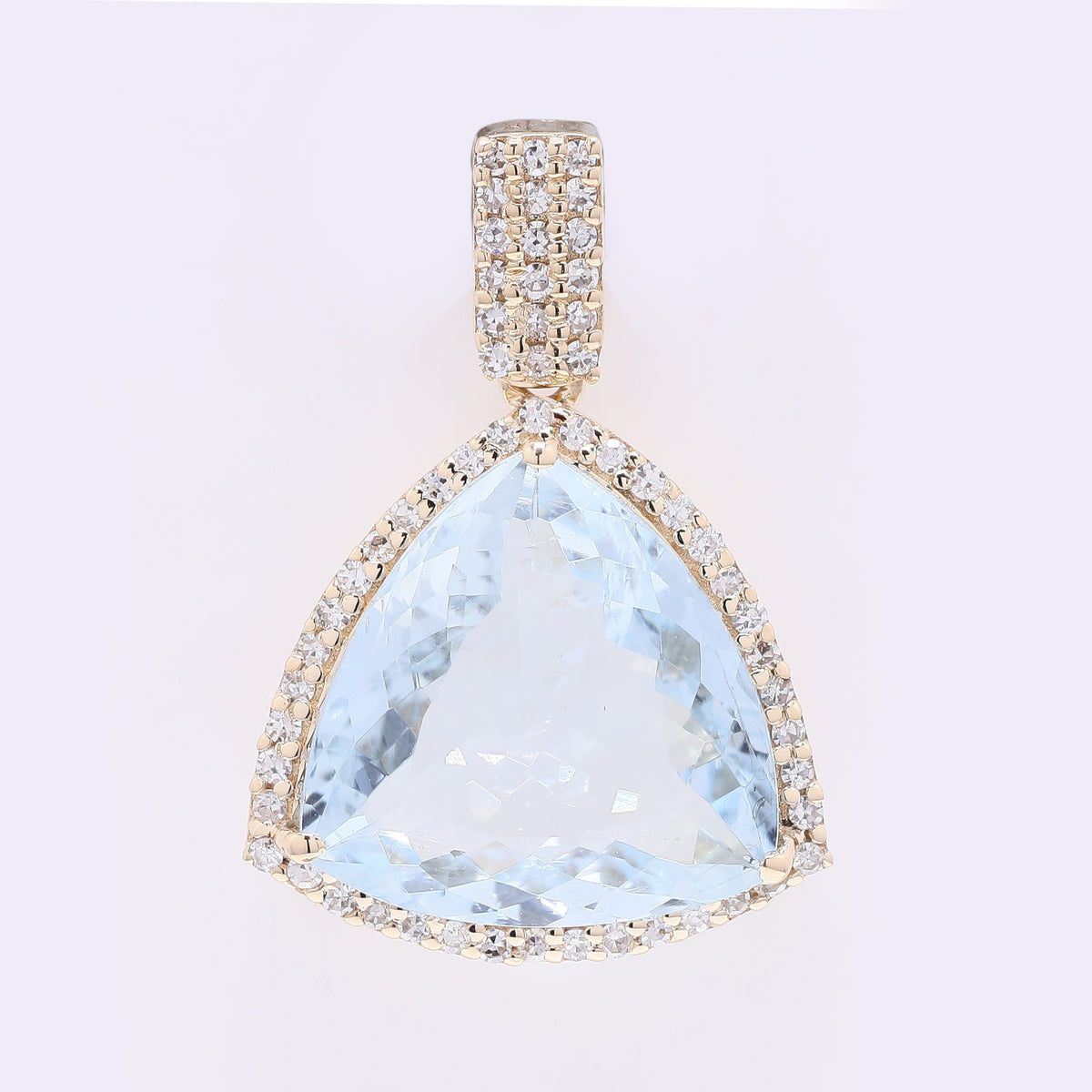 4.53 Ct Triangle Mixed Cut Natural Aquamarine 14K Gold Pendant