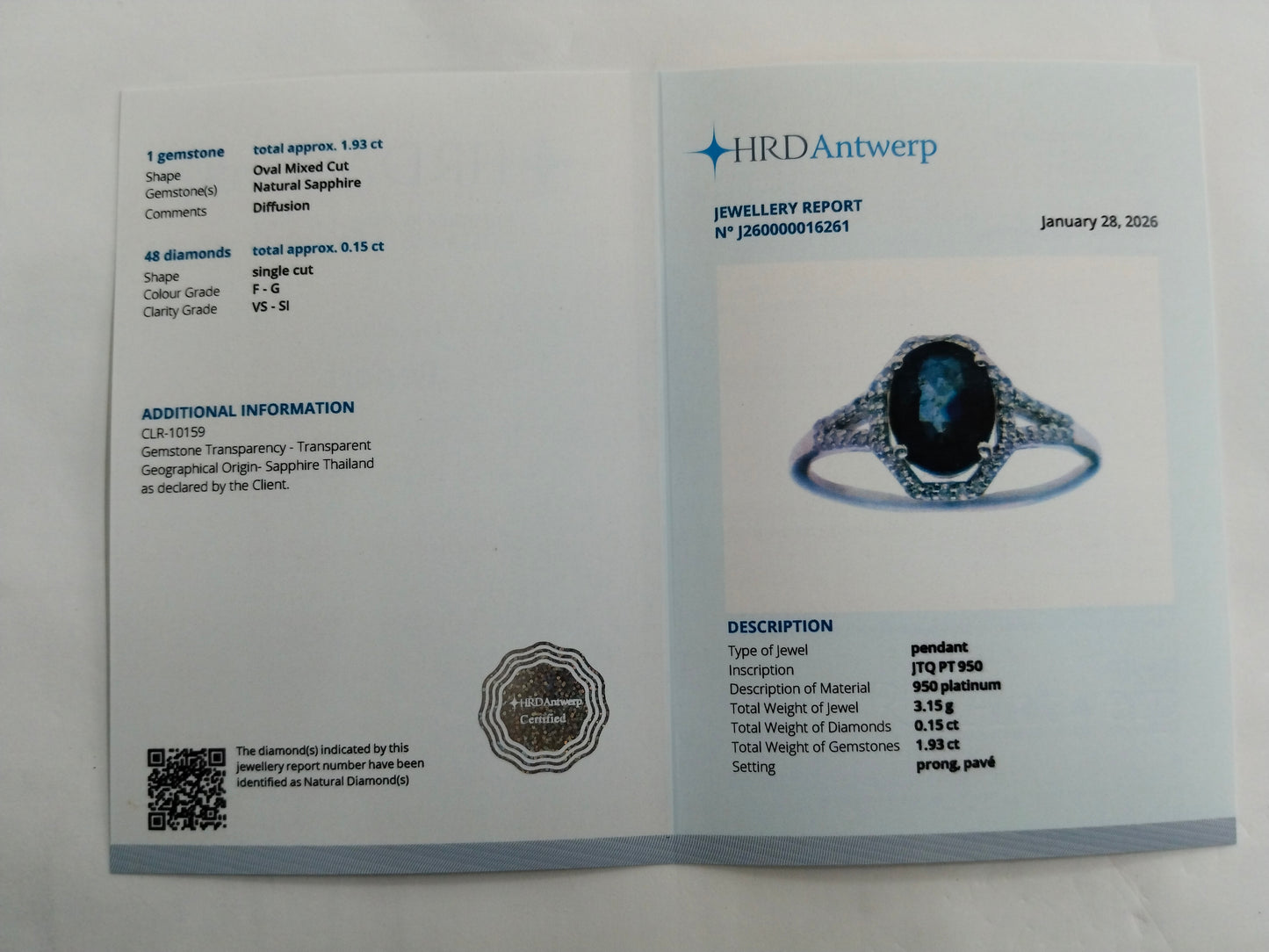 2.08 Ct Oval Mixed Cut Natural Sapphire 950 Platinum Ring