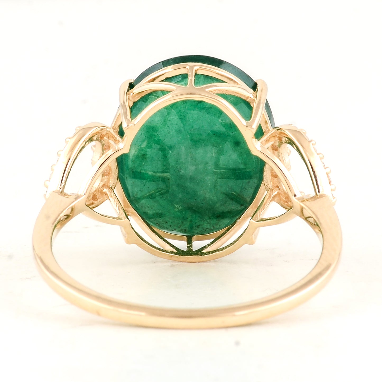 5.29 Ct Oval Natural Beryl Emerald 14K Gold Ring