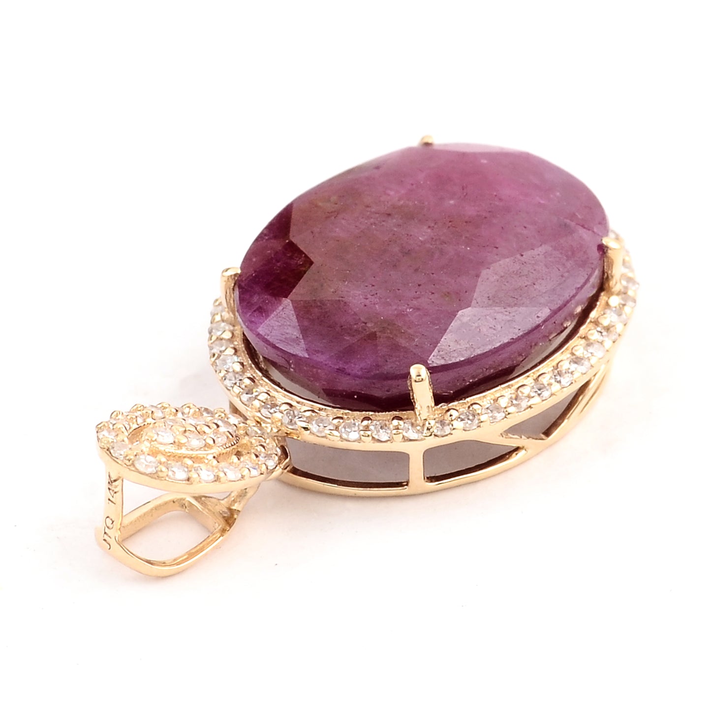 8.16 Ct Oval Mixed Cut Natural Corundum Ruby 14K Gold Pendant