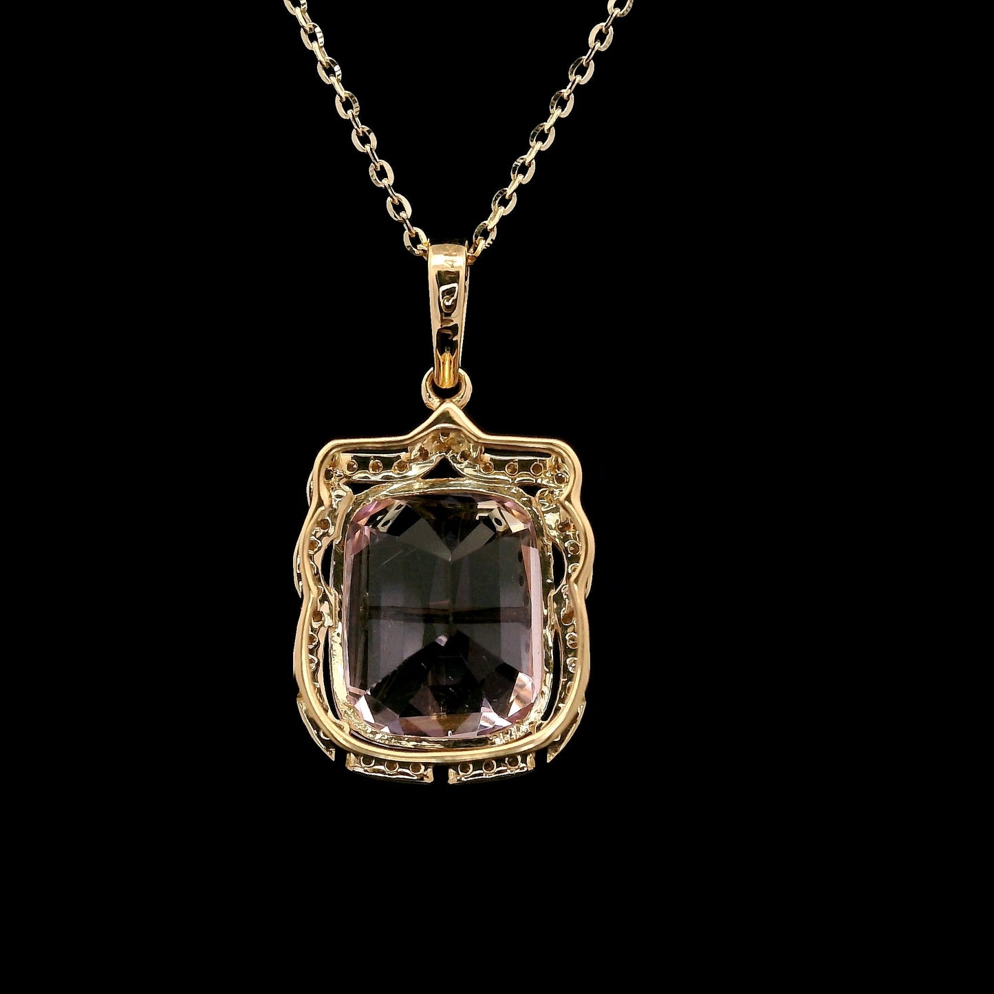6.24 Ct Cushion Kunzite 14K Gold Pendant