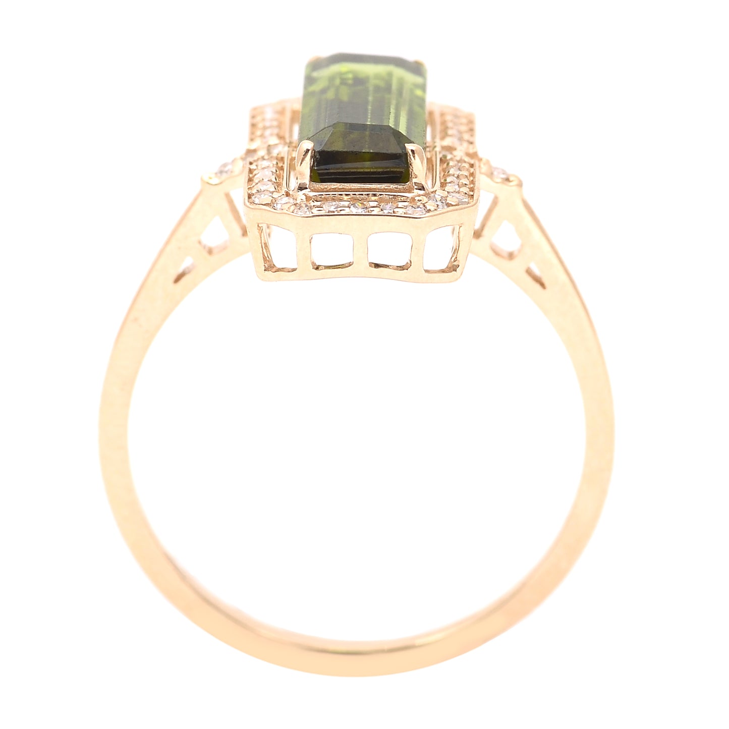 2.18 Ct Rectangle Step Cut Natural Tourmaline 14K Gold Ring