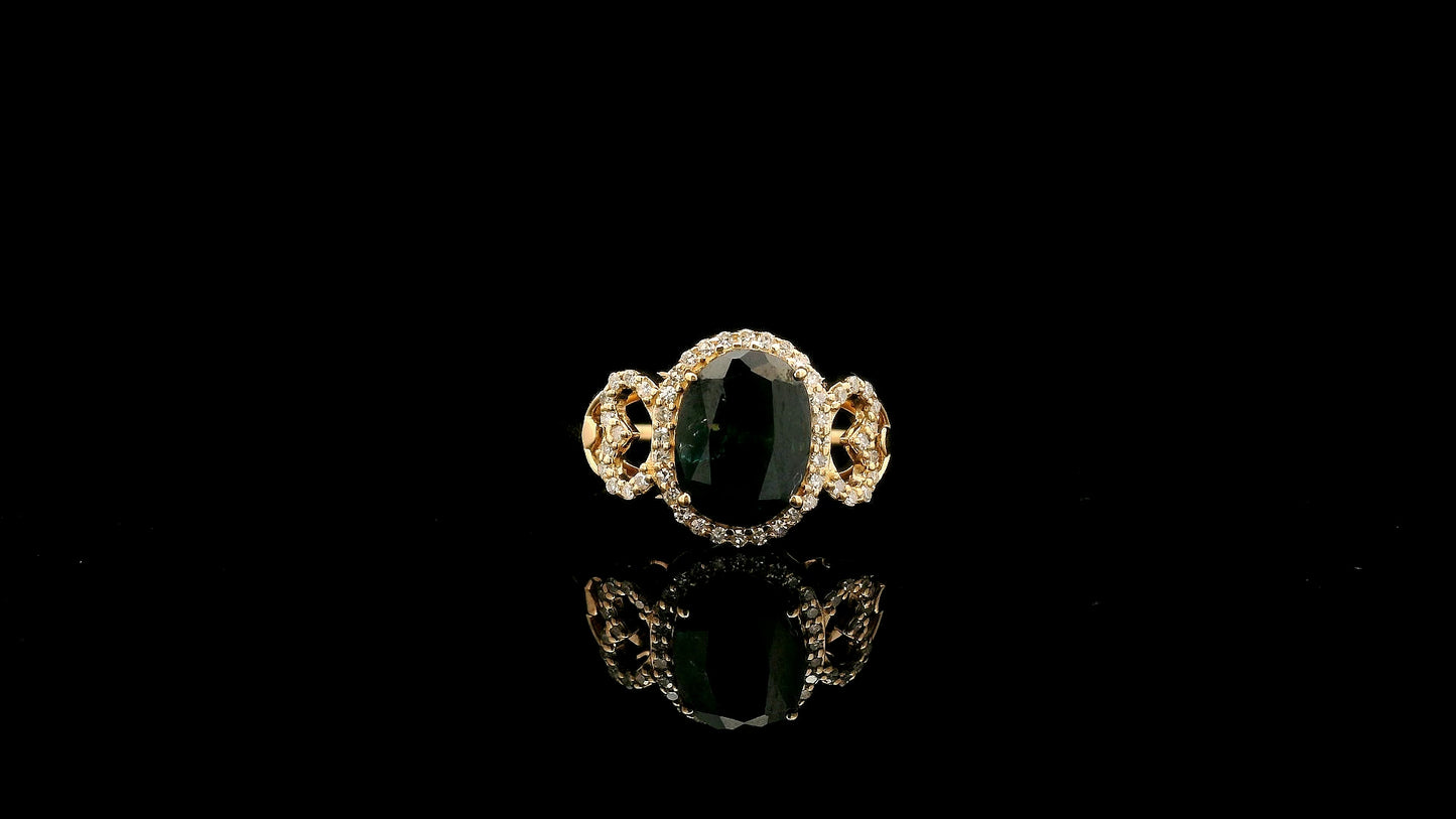 2.49 Ct Oval Natural Sapphire 14K Gold Ring