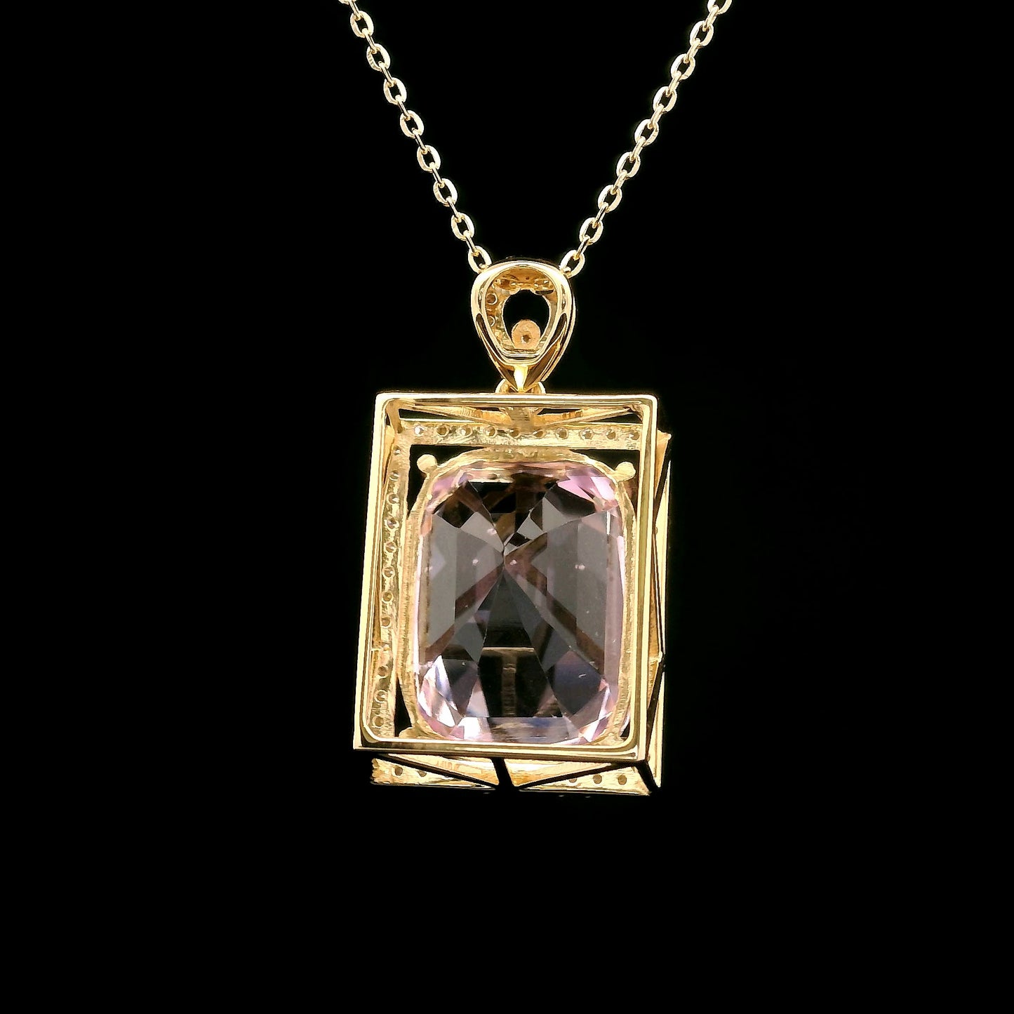9.69 Ct Cushion Kunzite 14K Gold Pendant
