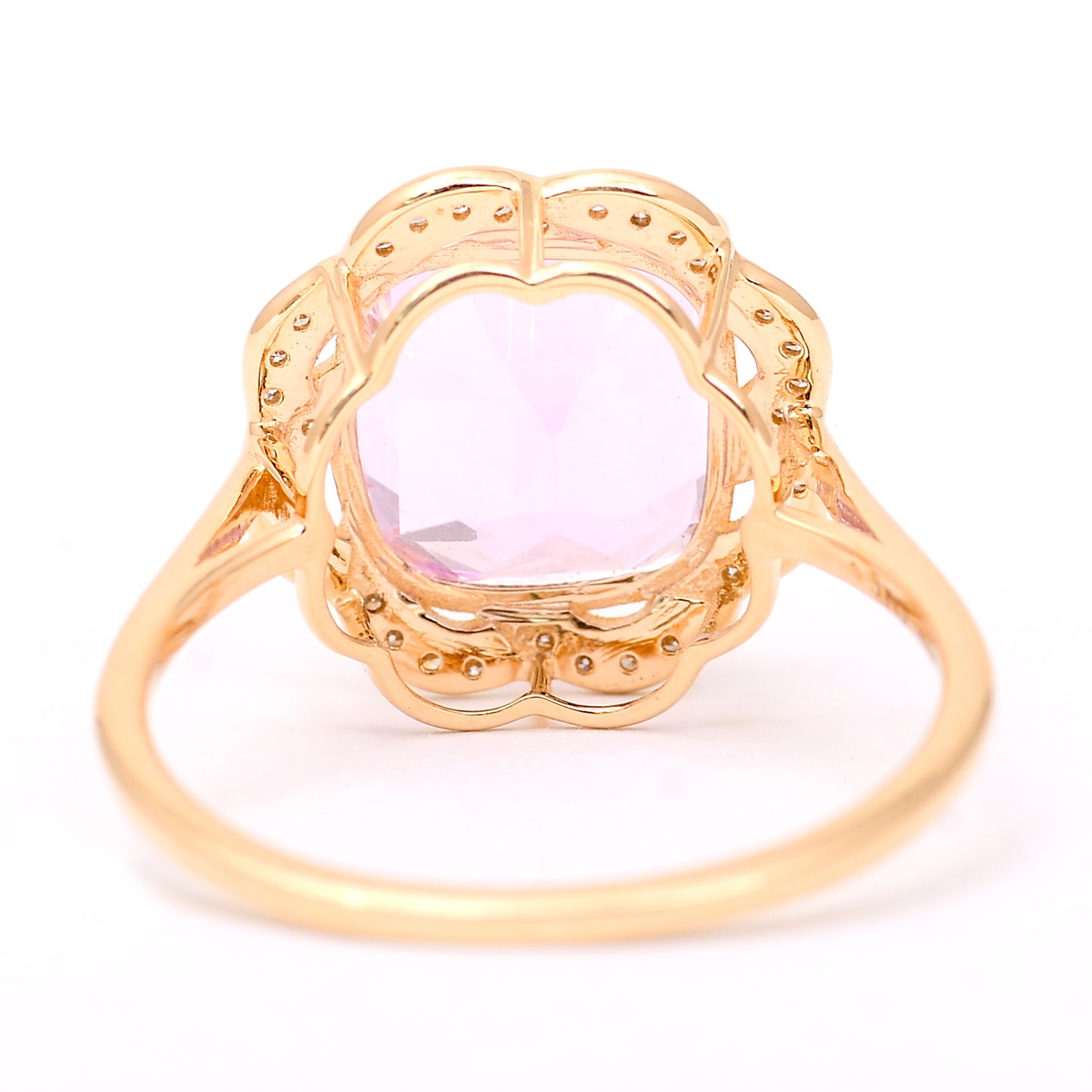 4.93 Ct Cushion Mixed Cut Natural Kunzite 14K Gold Ring