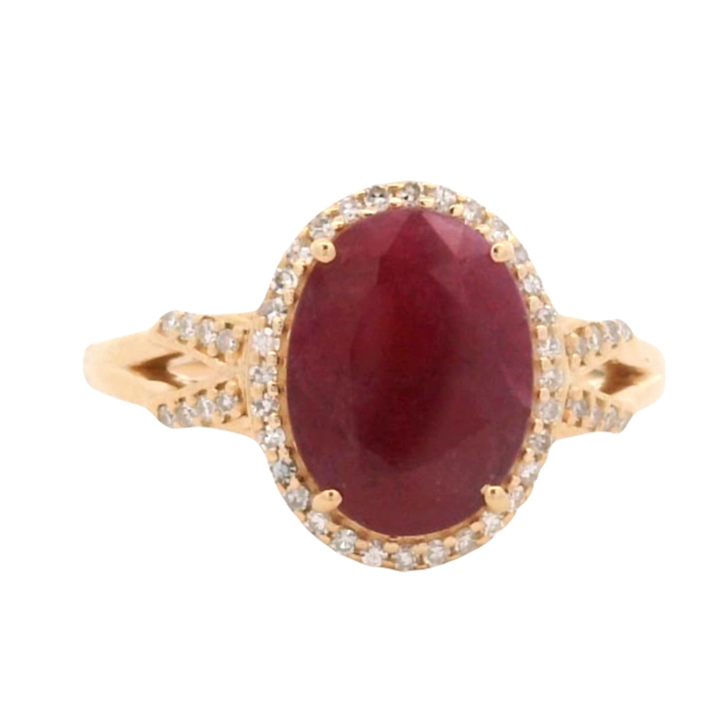 3.06 Ct Oval Mixed Cut Natural Corundum Ruby 14K Gold Ring