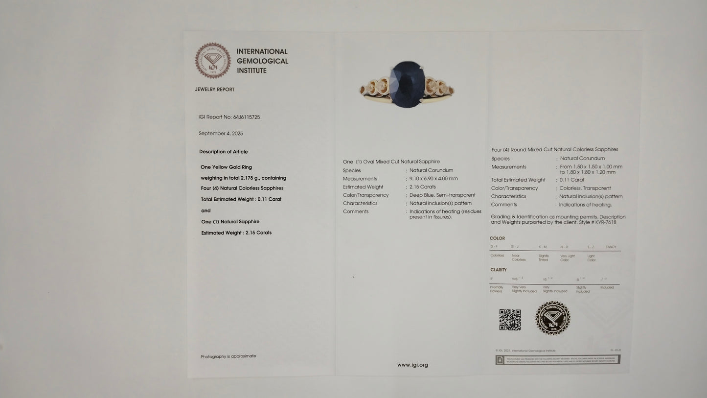 2.26 Ct Oval Mixed Cut Natural Corundum Sapphire 14K Gold Ring