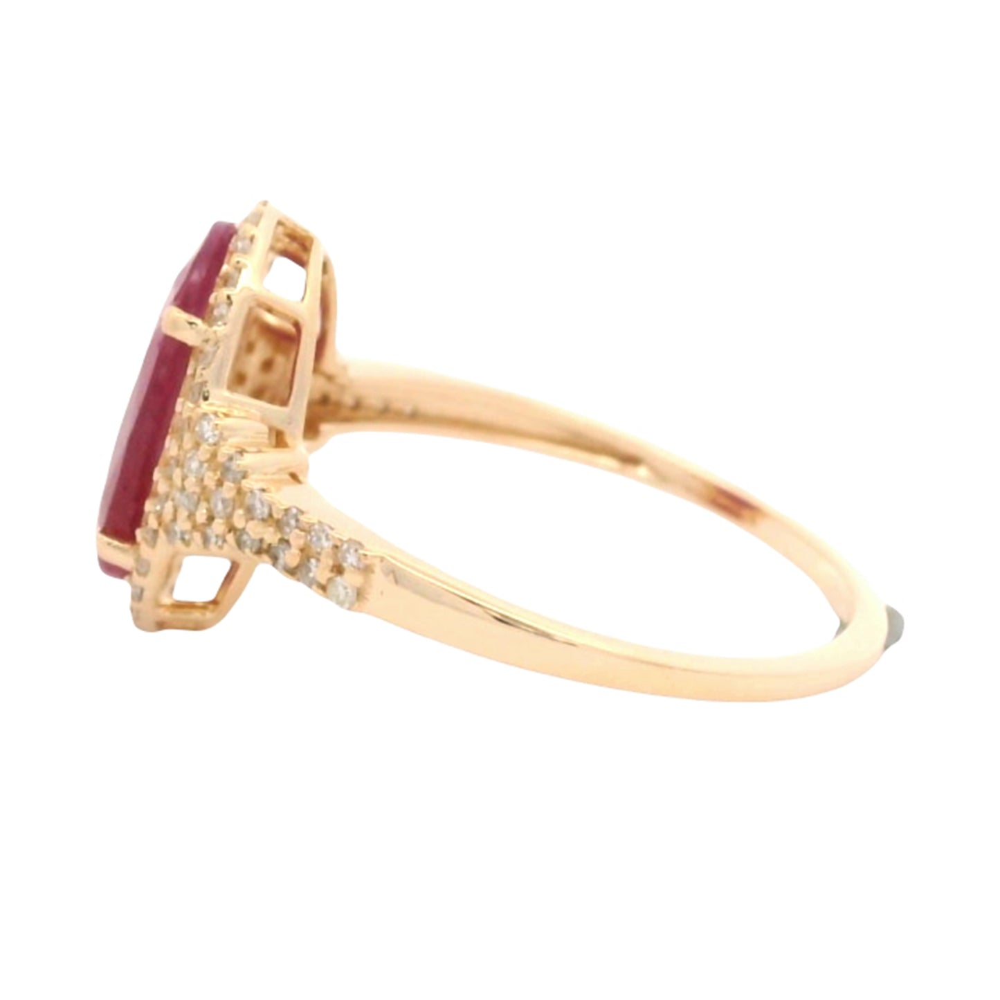 2.34 Ct Oval Mixed Cut Natural Corundum Ruby 14K Gold Ring