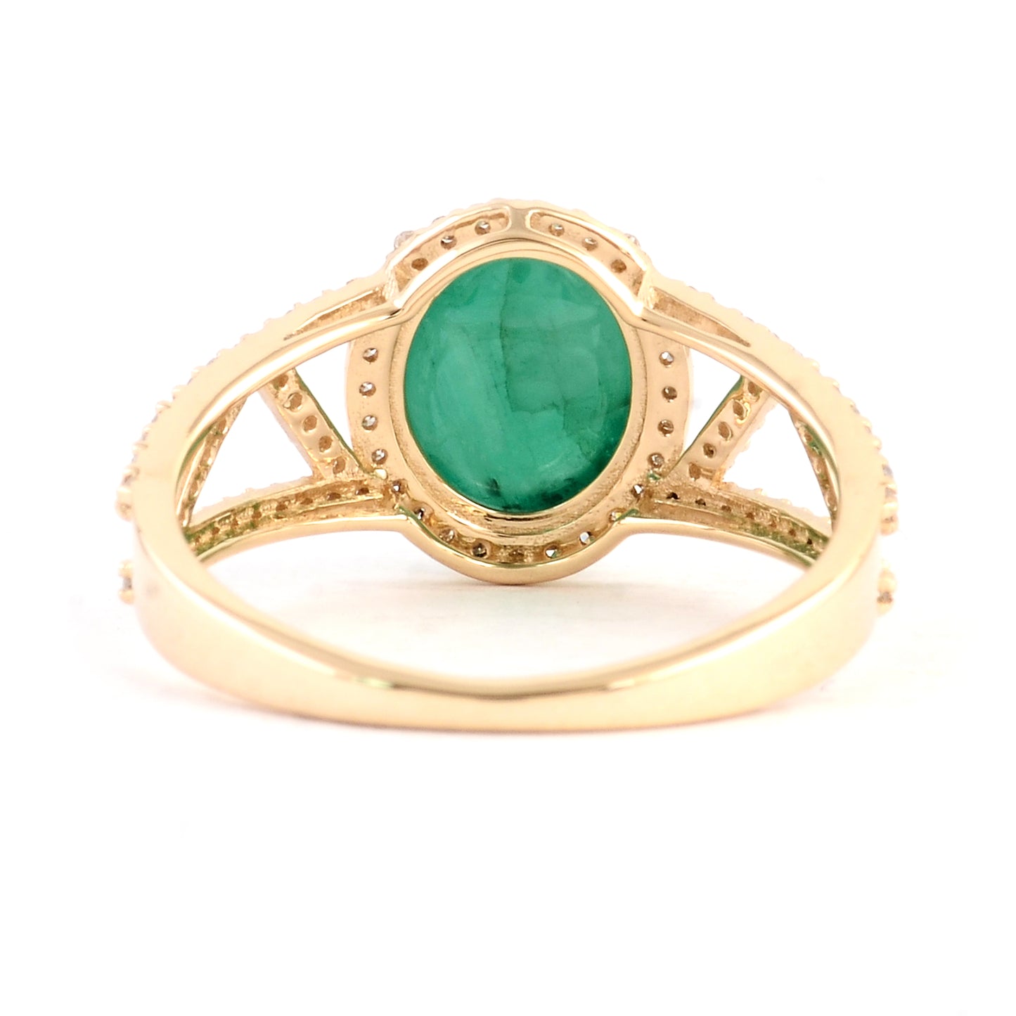 2.55 Ct Oval Cabochon Natural Beryl Emerald 14K Gold Ring