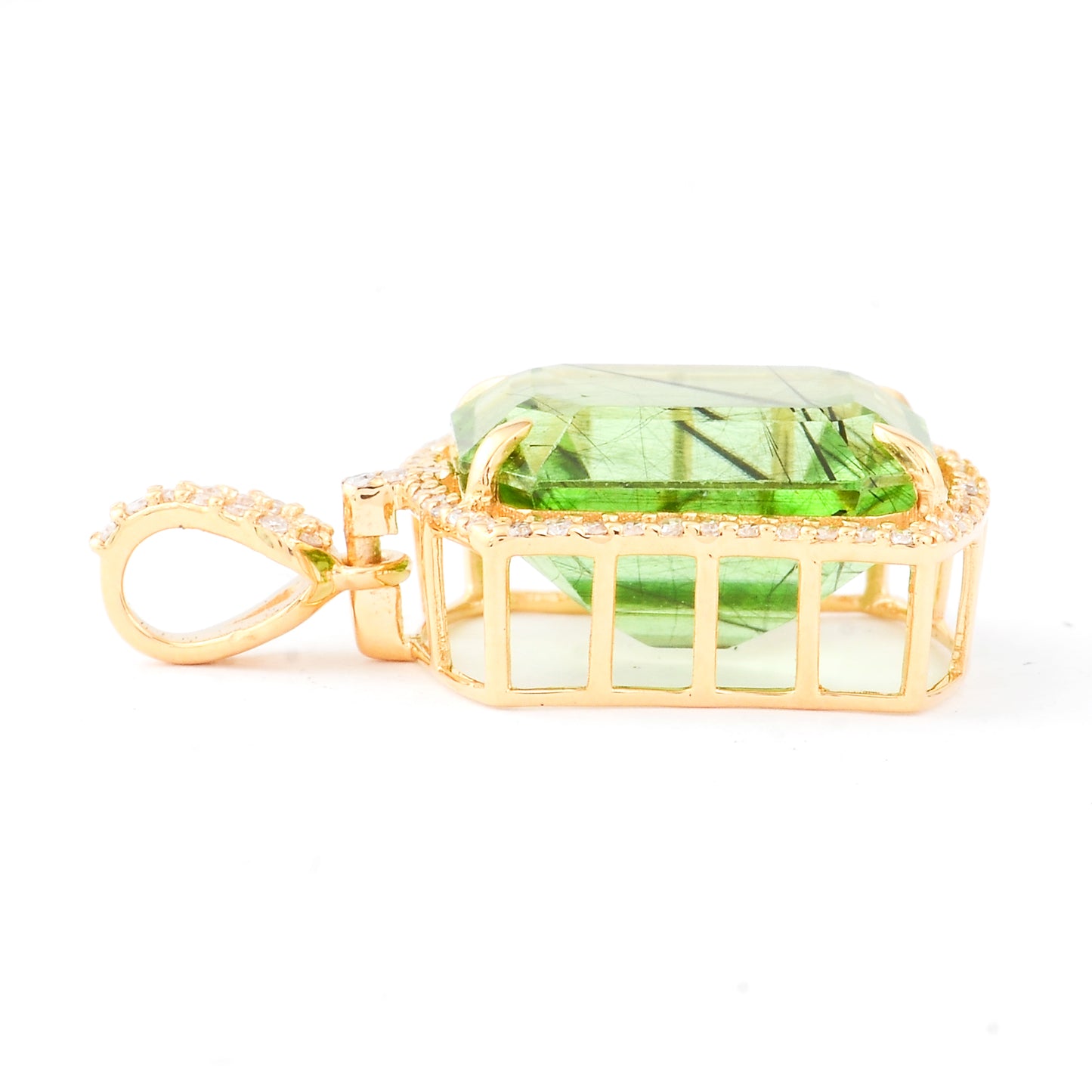 8.30 Ct Octagon Natural Eridot 14K Gold Pendant