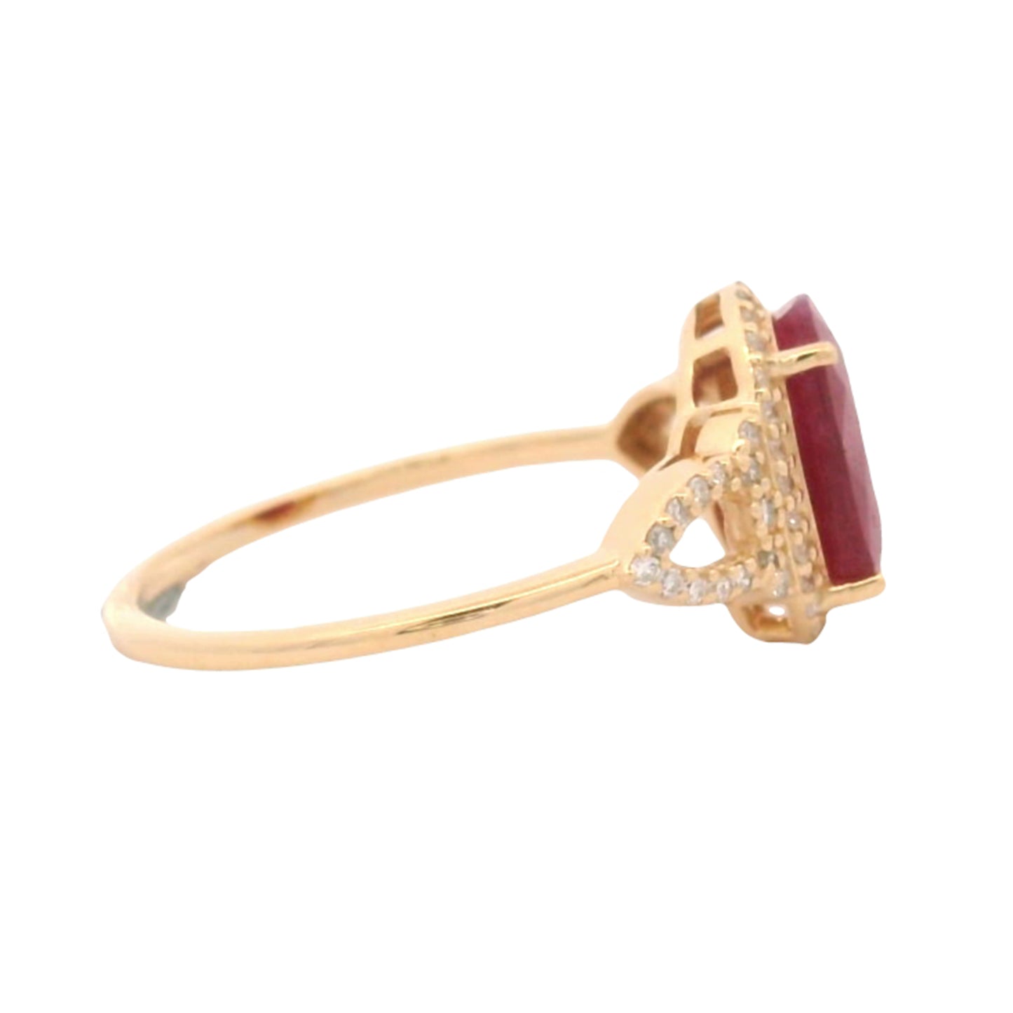 2.57 Ct Oval Mixed Cut Natural Corundum Ruby 14K Gold Ring