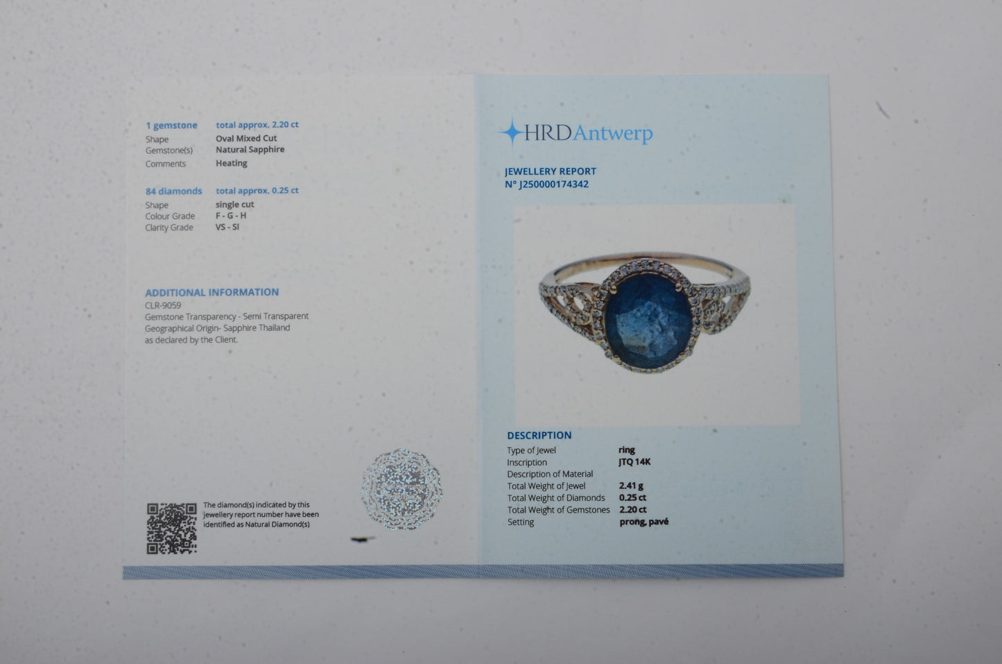 2.45 Ct Oval Mixed Cut Natural Sapphire 14K Gold Ring