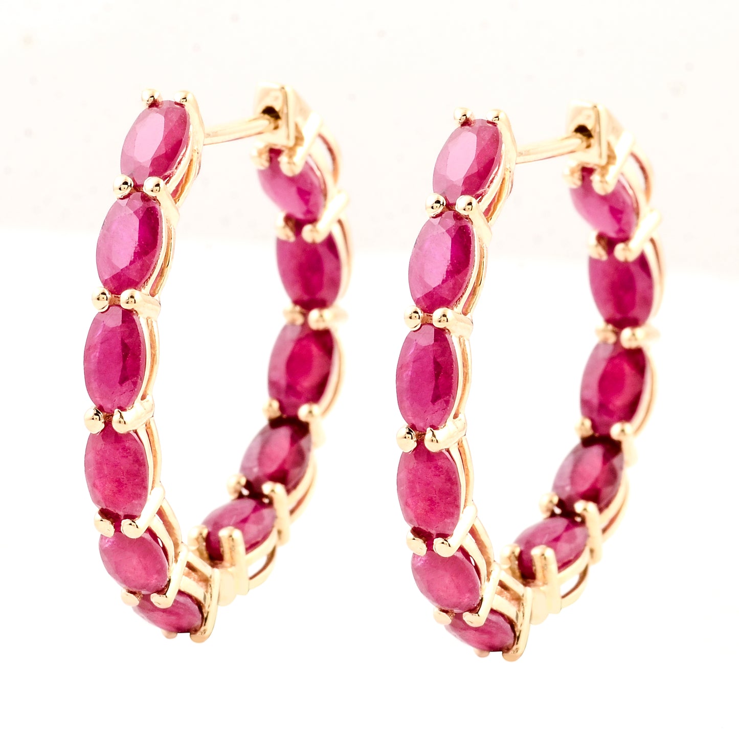 5.66 Ct Oval Ruby 14K Gold Earrings