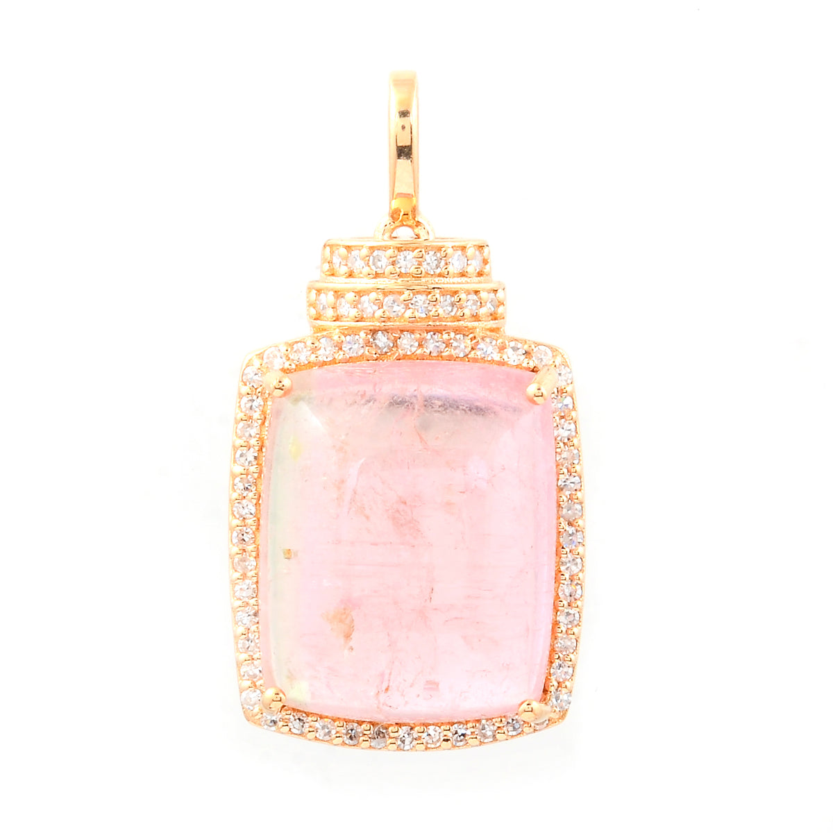10.36 Ct Cushion Cabochon Cut Natural Tourmaline 14K Gold Pendant