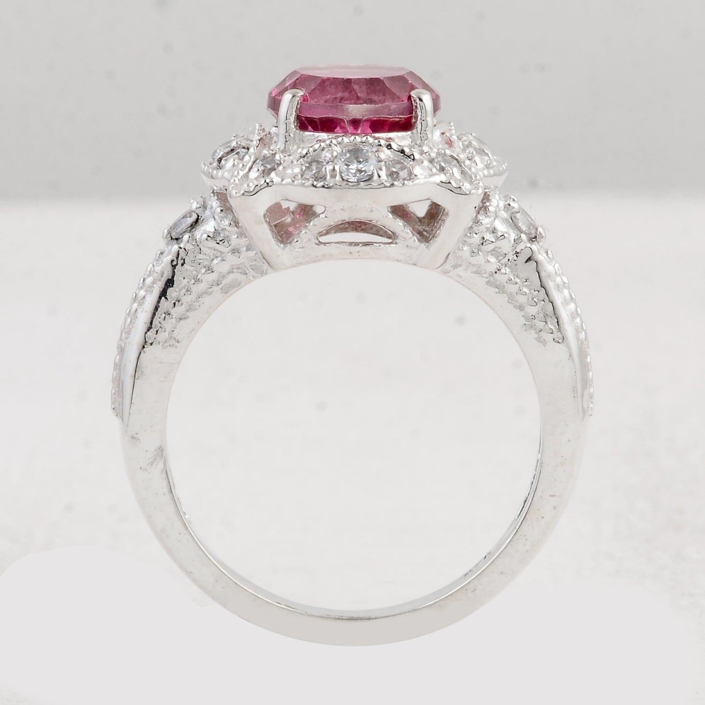 3.25 Ct Round Pink Topaz 925 Sterling Silver Ring