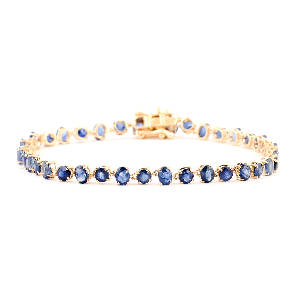 6.35 Ct Oval Sapphire 14K Gold Bracelet