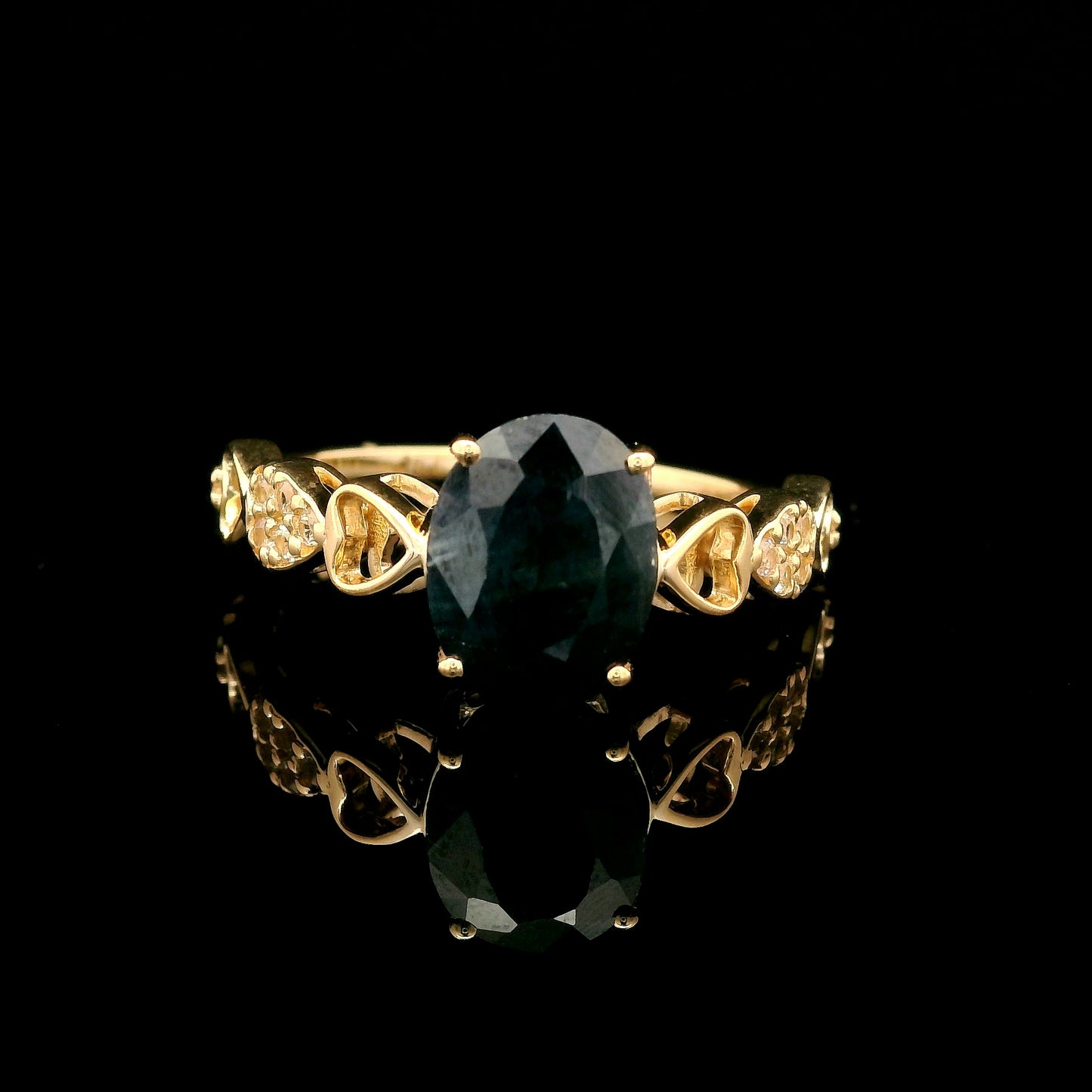 2.18 Ct Oval Mixed Cut Natural Corundum Sapphire 14K Gold Ring