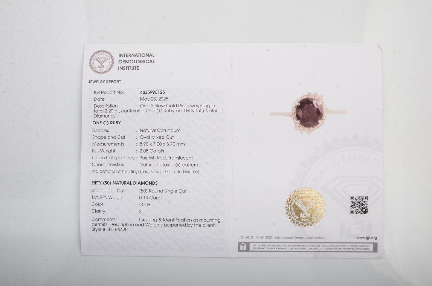 2.21 Ct Oval Mixed Cut Natural Corundum Ruby 14K Gold Ring