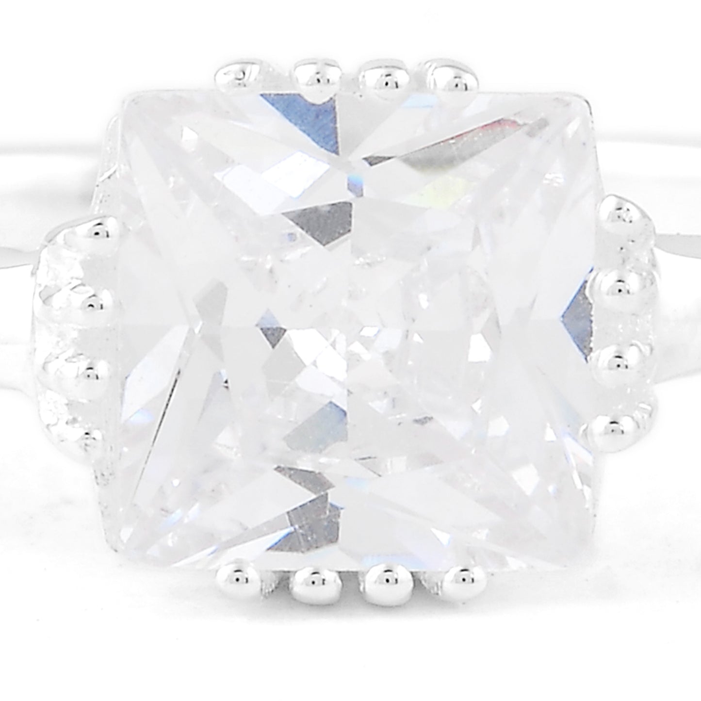 2.66 Ct Square Cubic Zirconia 925 Sterling Silver Ring