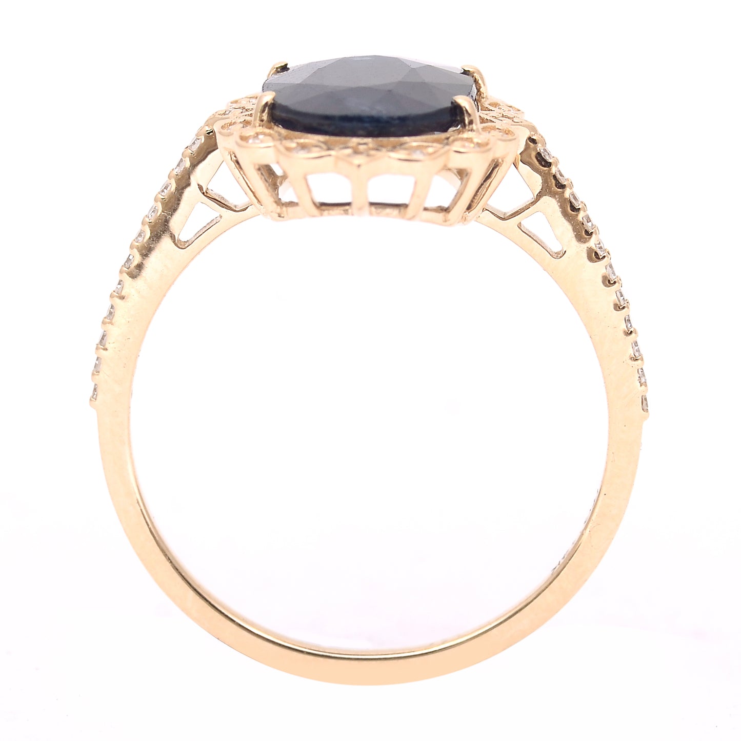 2.98 Ct Oval Mixed Cut Natural Sapphire 14K Gold Ring