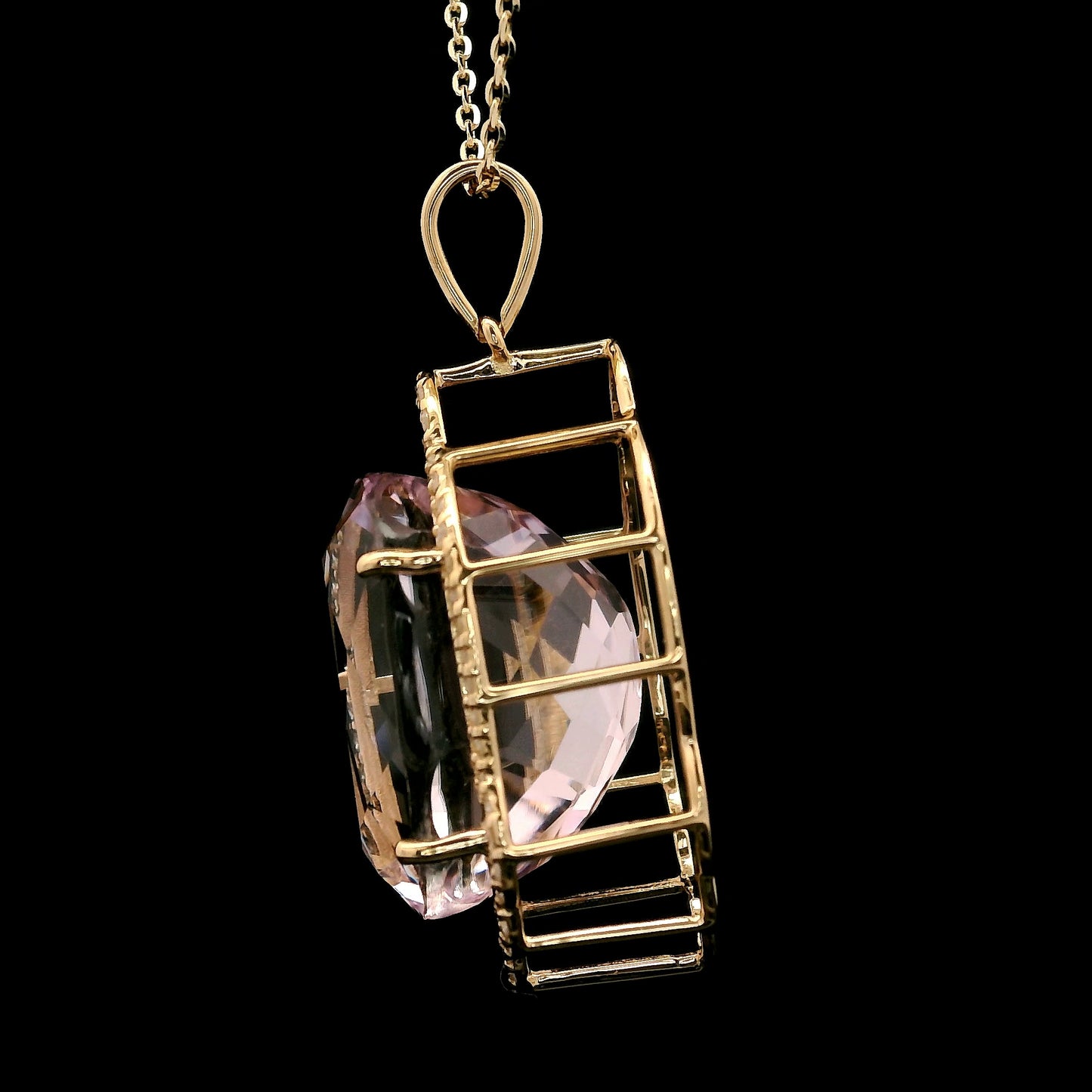 13.53 Ct Oval Kunzite 14K Gold Pendant