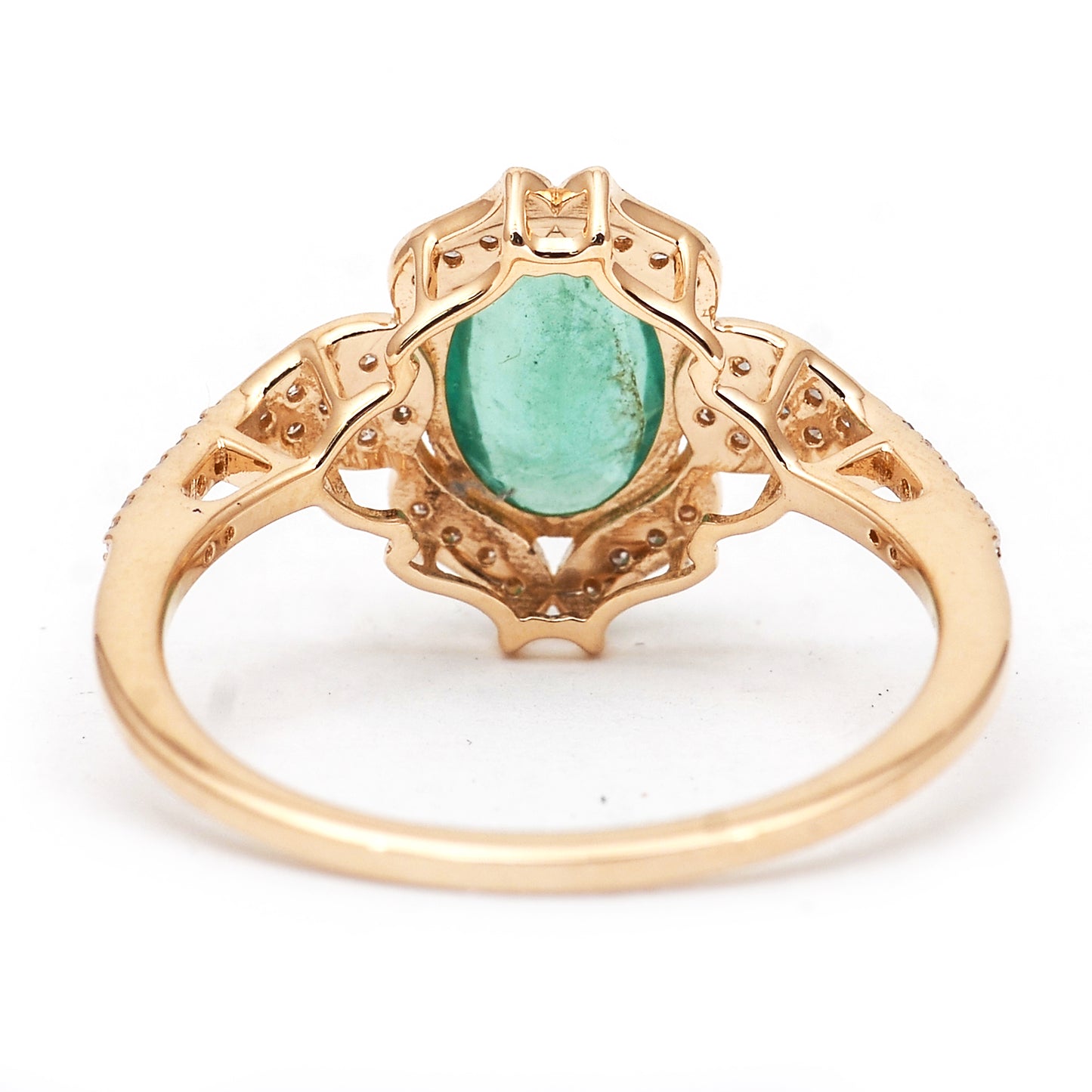 1.21 Ct Oval Mixed Cut Natural Emerald 14K Gold Ring