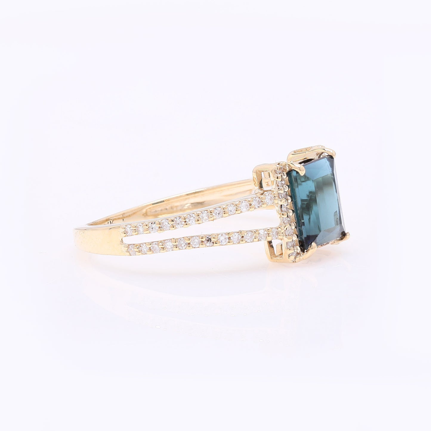1.39 Ct Rectangle Step Cut Natural Tourmaline 14K Gold Ring