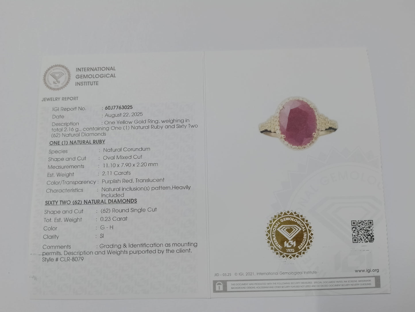 2.34 Ct Oval Mixed Cut Natural Corundum Ruby 14K Gold Ring