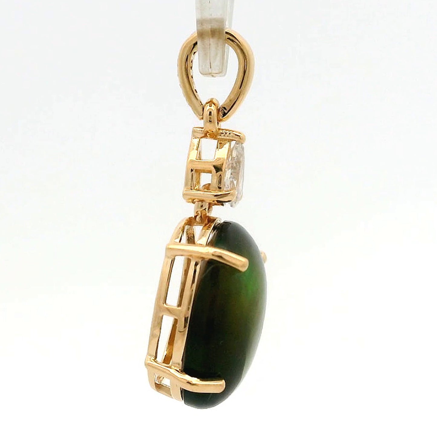 2.83 Ct Oval Black Opal 14K Gold Pendant