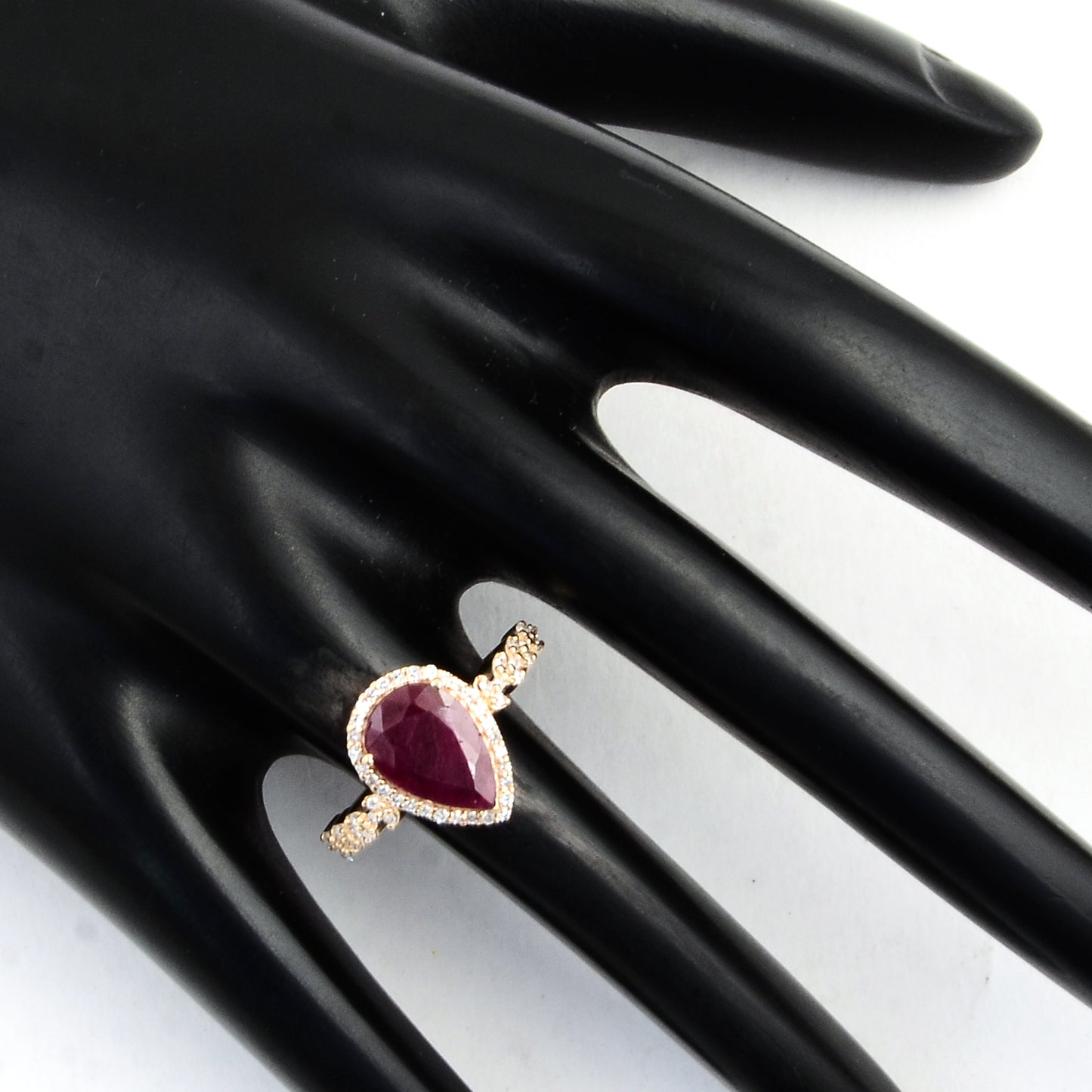 1.70 Ct Pear Mixed Cut Natural Corundum Ruby 14K Gold Ring