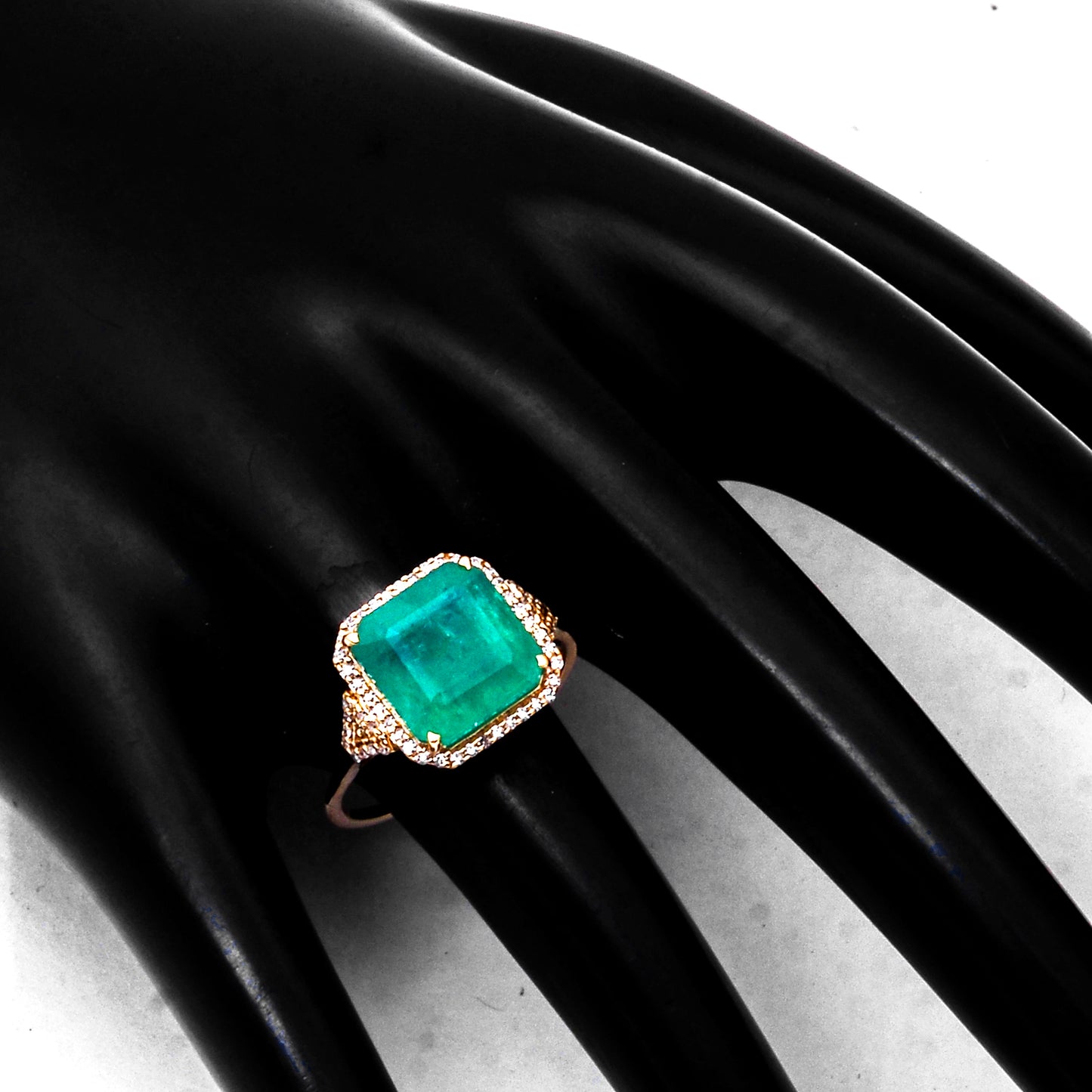 4.85 Ct Octagon Step Cut Natural Emerald 14K Gold Ring