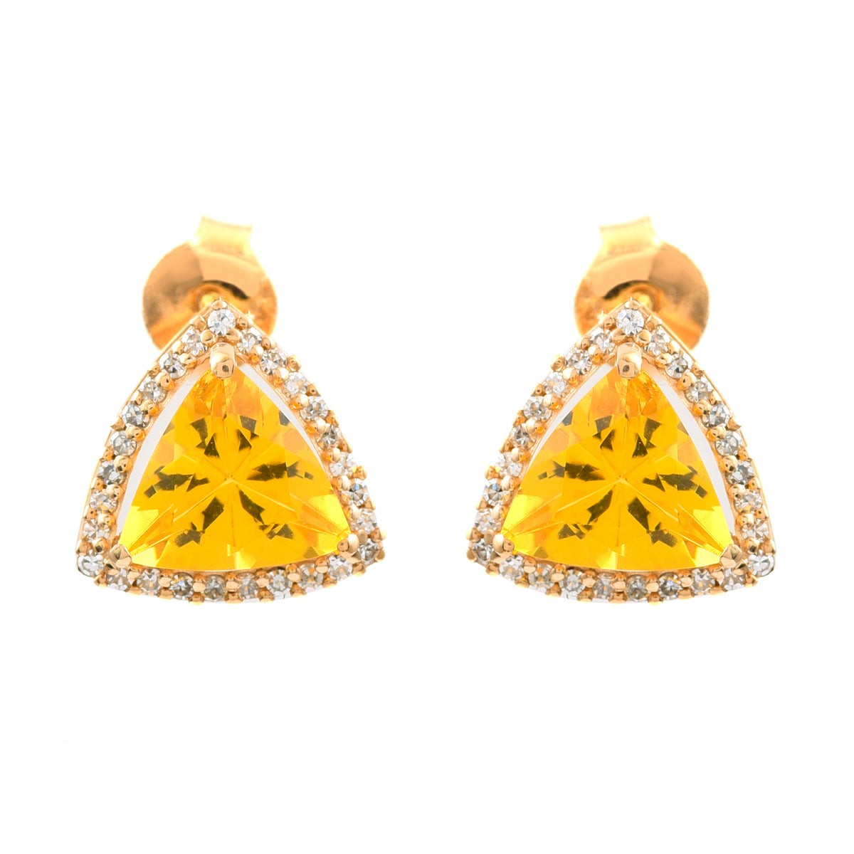 1.57 Ct Triangle Mixed Cut Natural Fire Opal 14K Gold Earrings