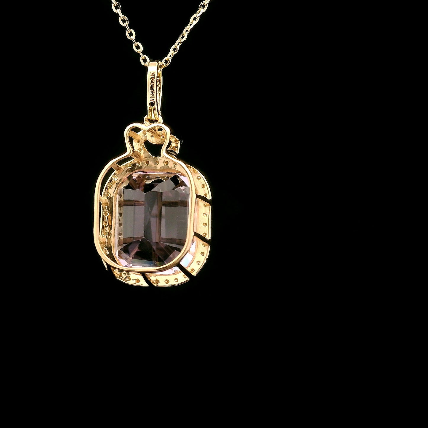 8.13 Ct Cushion Kunzite 14K Gold Pendant