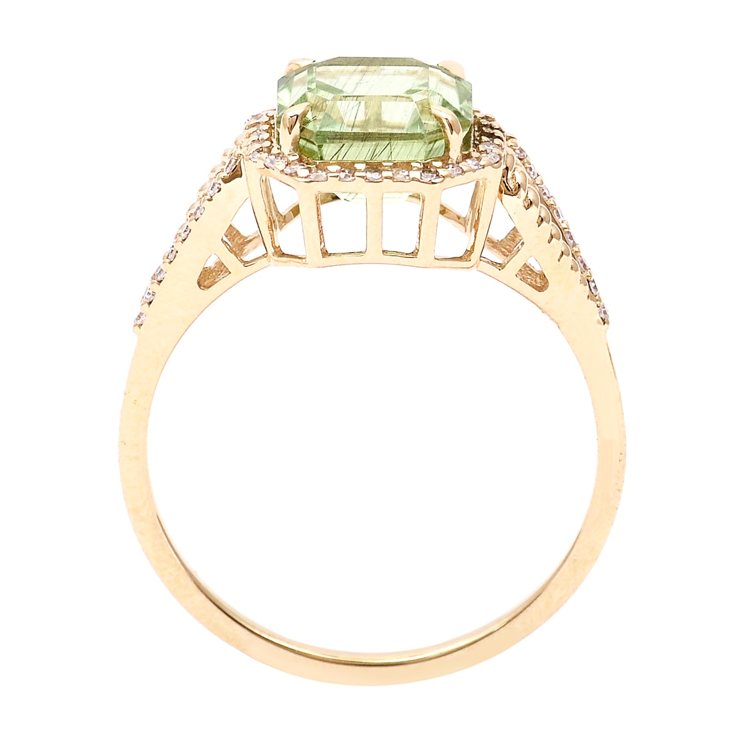 2.57 Ct Octagon Natural Eridot 14K Gold Ring