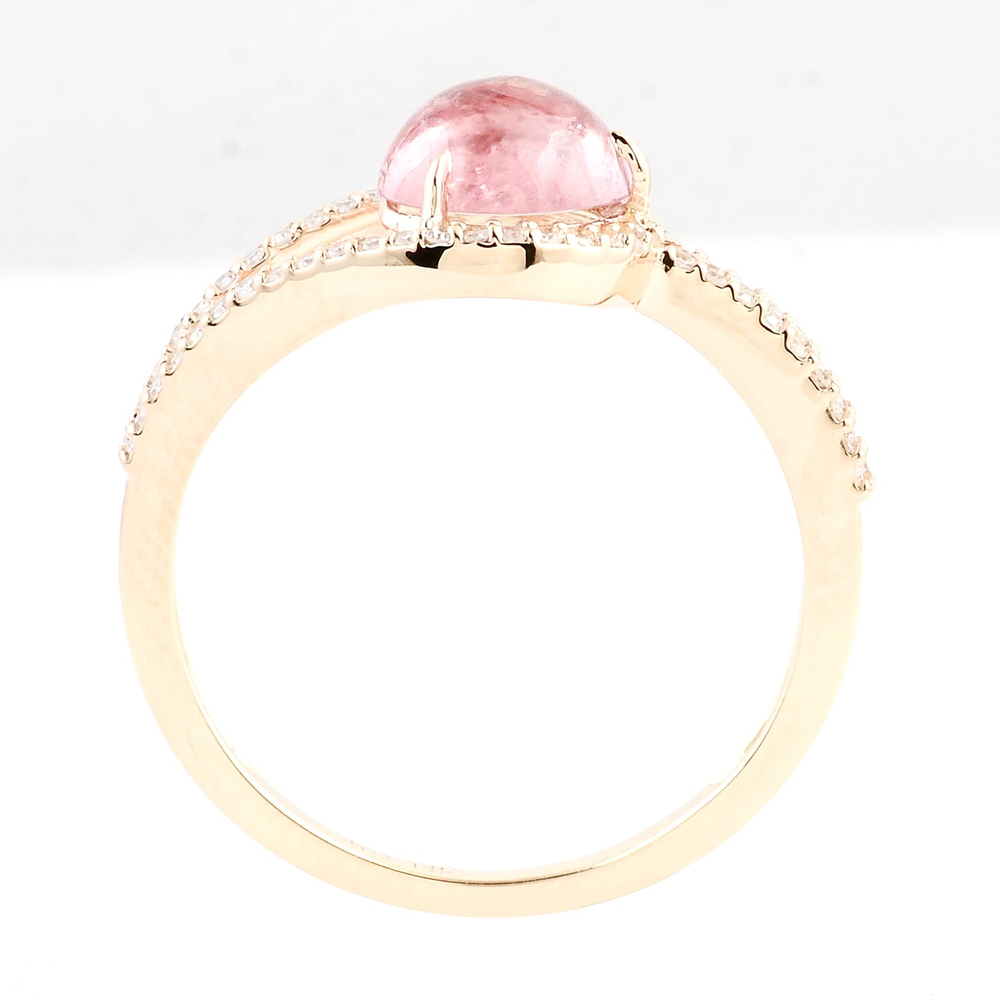 1.55 Ct Round Cabochon Natural Tourmaline 14K Gold Ring