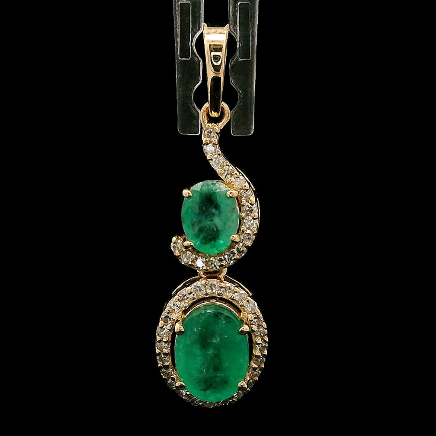 1.28 Ct Oval Mixed Cut Natural Emerald 14K Gold Pendant