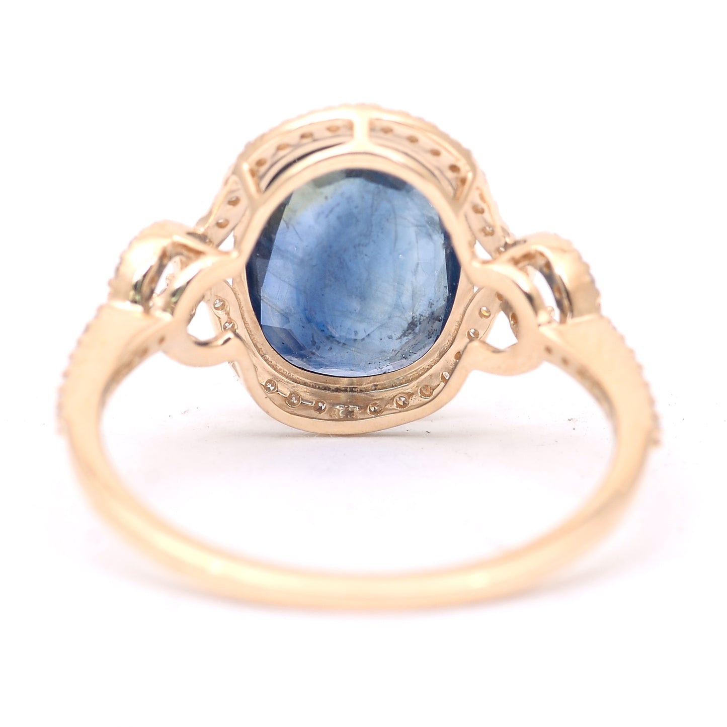 3.46 Ct Oval Mixed Cut Natural Sapphire 14K Gold Ring