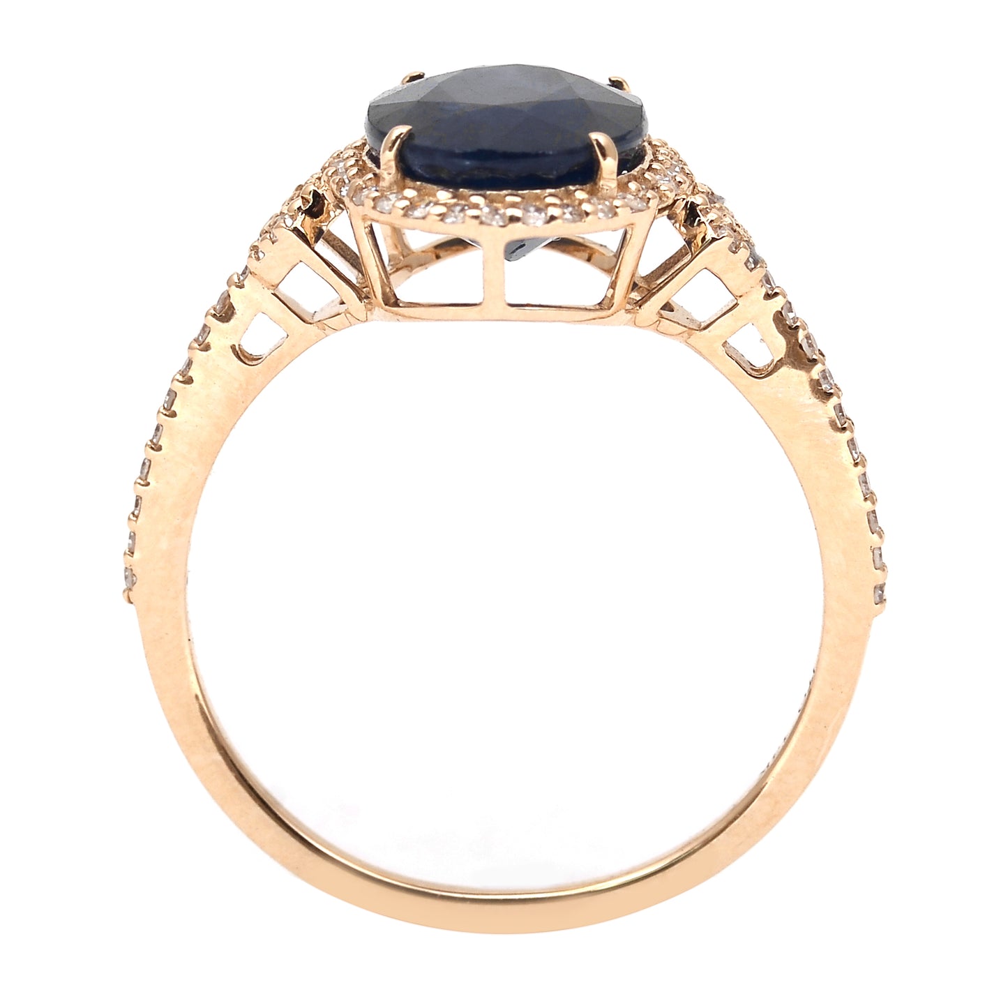 3.45 Ct Oval Mixed Cut Natural Sapphire 14K Gold Ring