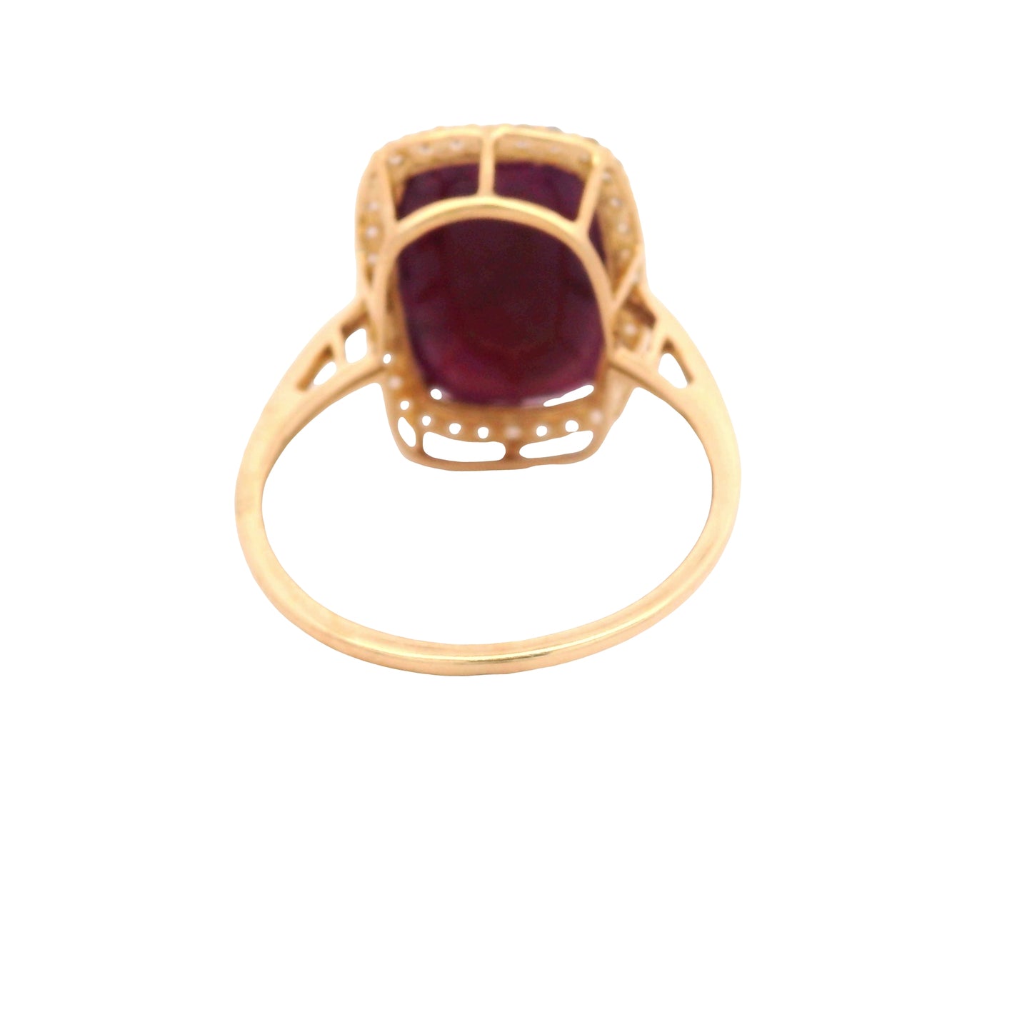 11.76 Ct Cushion Ruby 14K Gold Ring