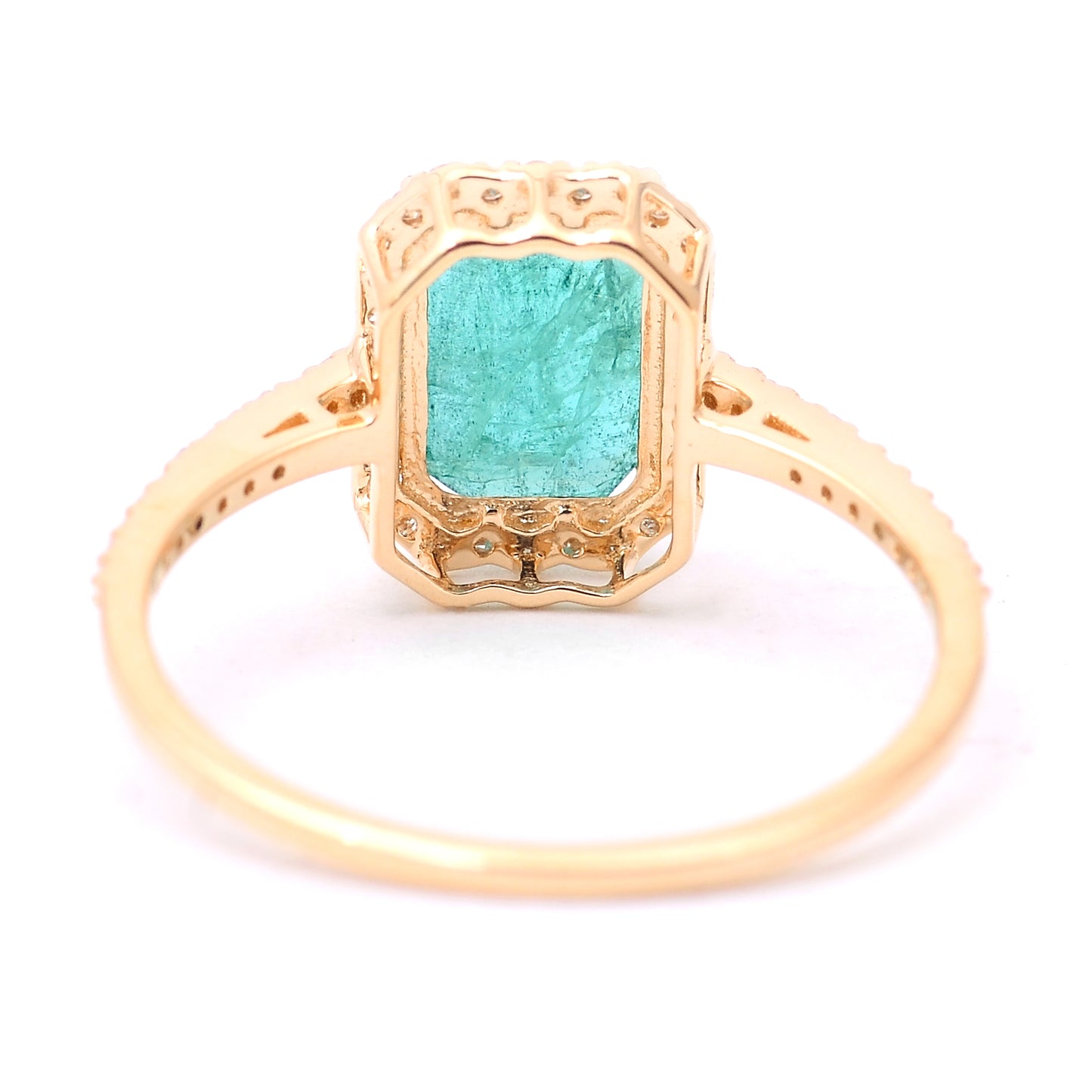 1.81 Ct Octagon Step Cut Natural Emerald 14K Gold Ring