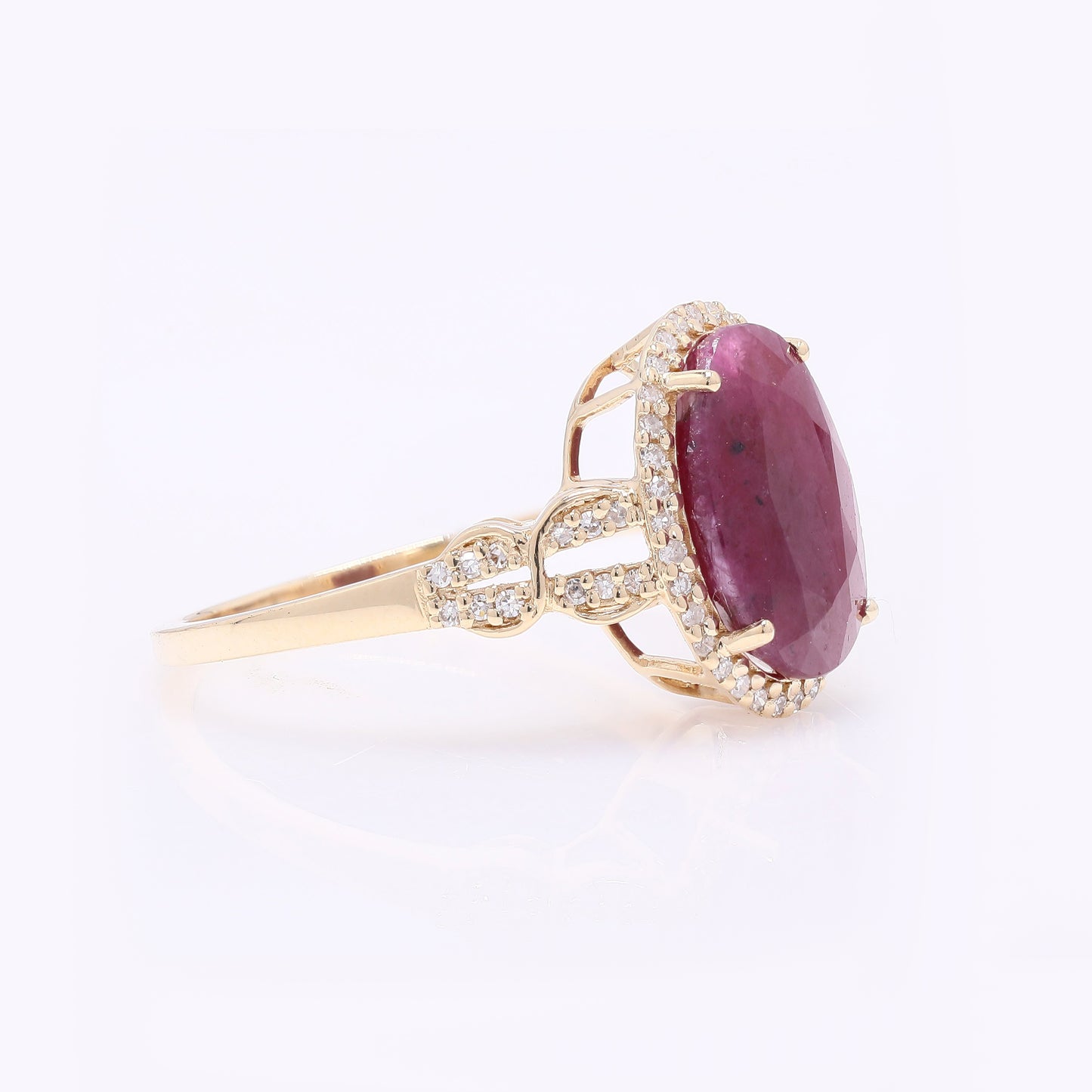5.14 Ct Oval Mixed Cut Natural Ruby 14K Gold Ring