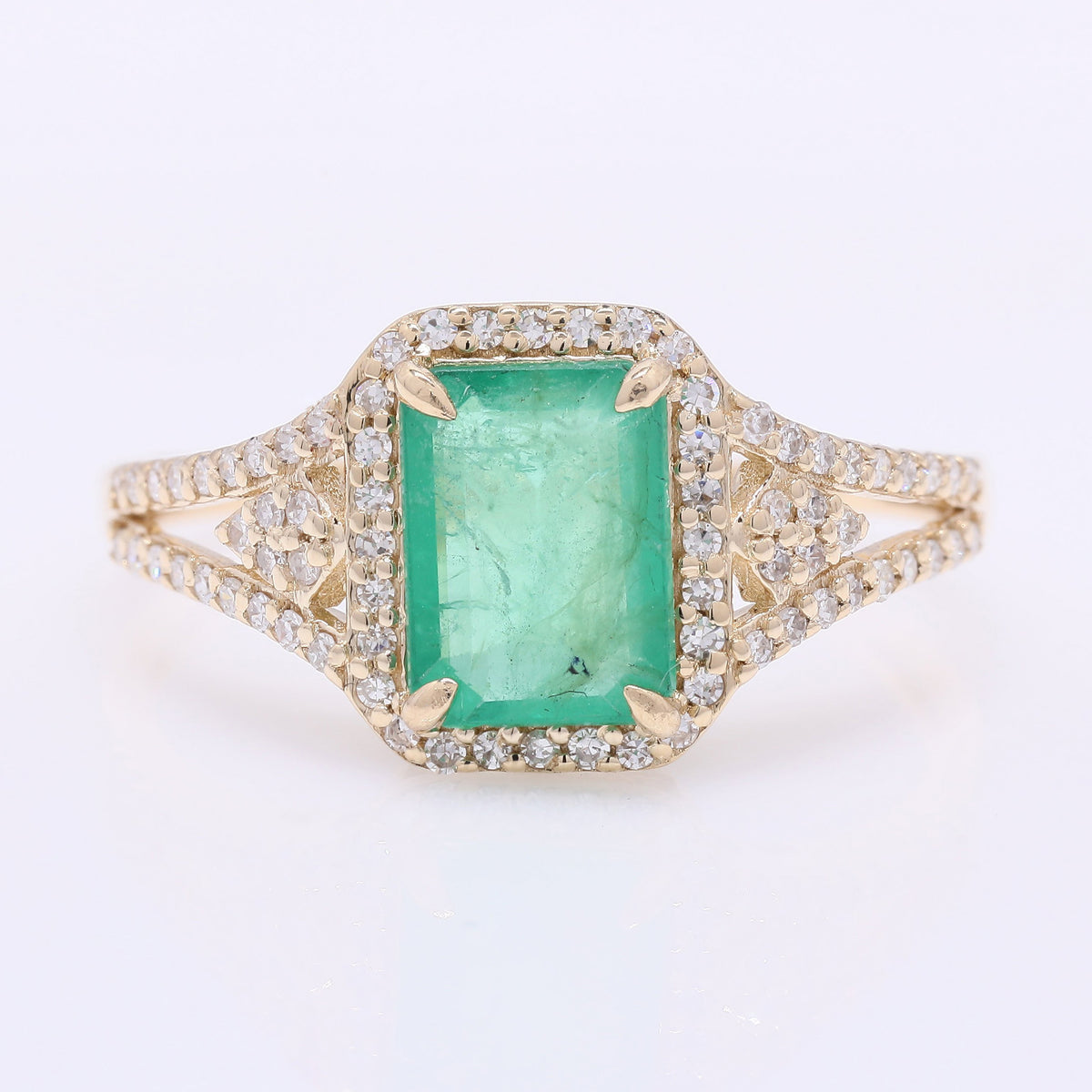 1.50 Ct Octagon Step Cut Natural Emerald 14K Gold Ring