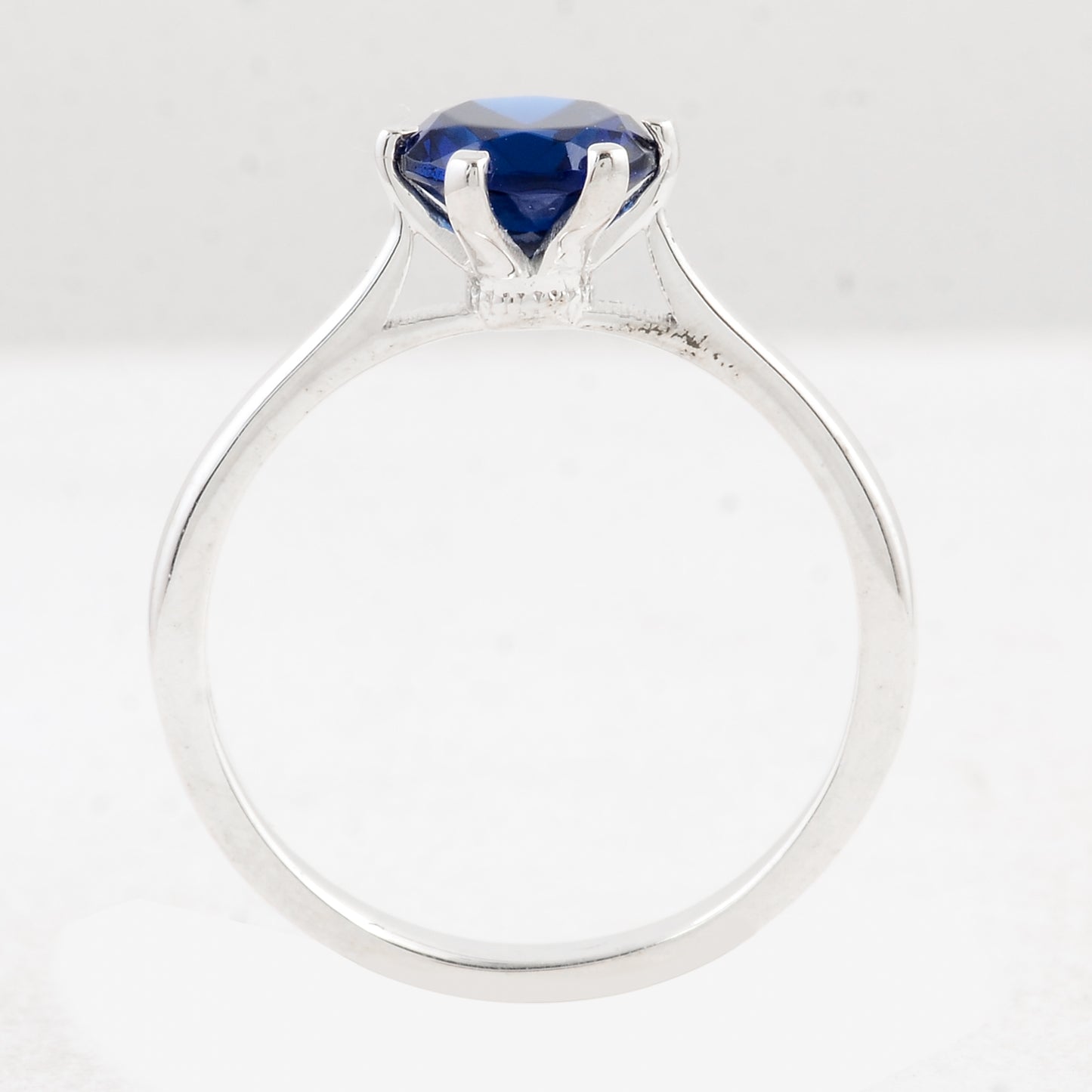 1.05 Ct Round Created Glass Sapphire 925 Sterling Silver Ring