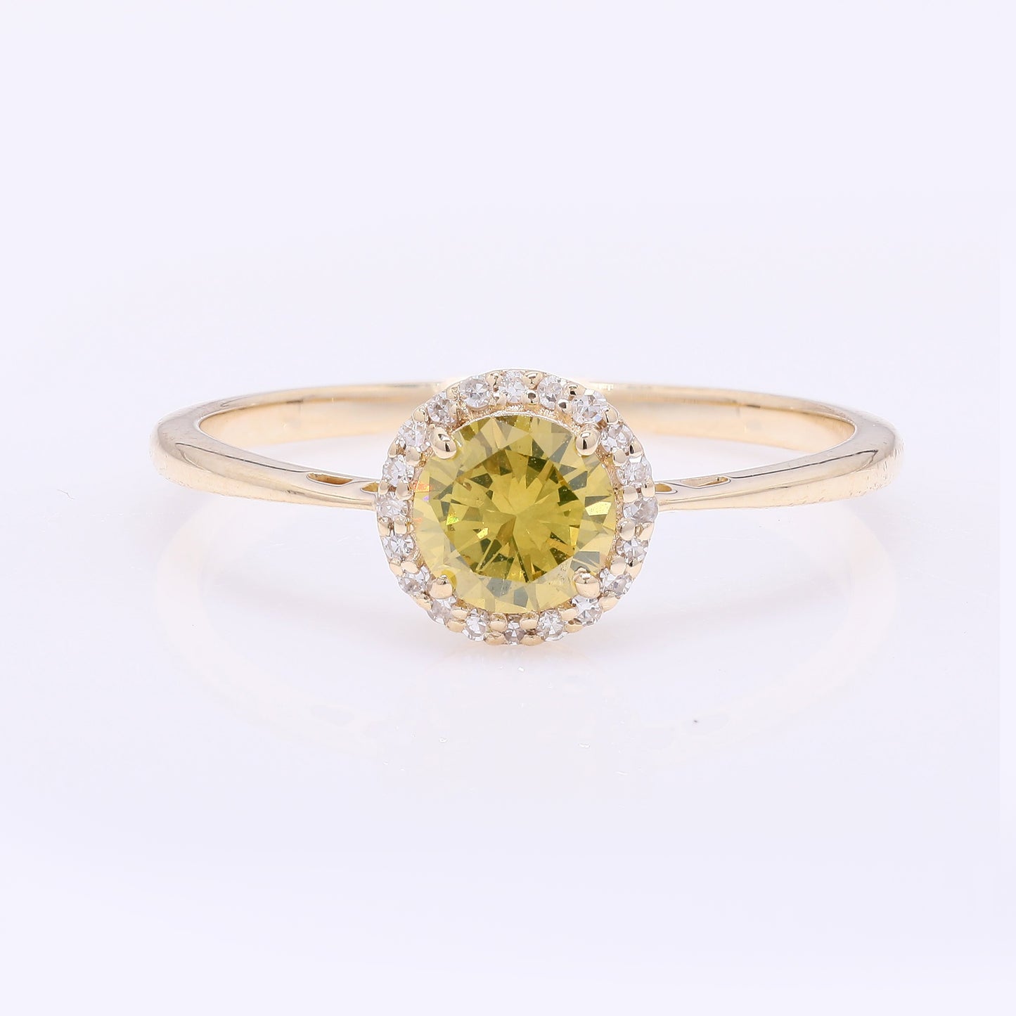 0.56 Ct Round Yellow Diamond 14K Gold Ring