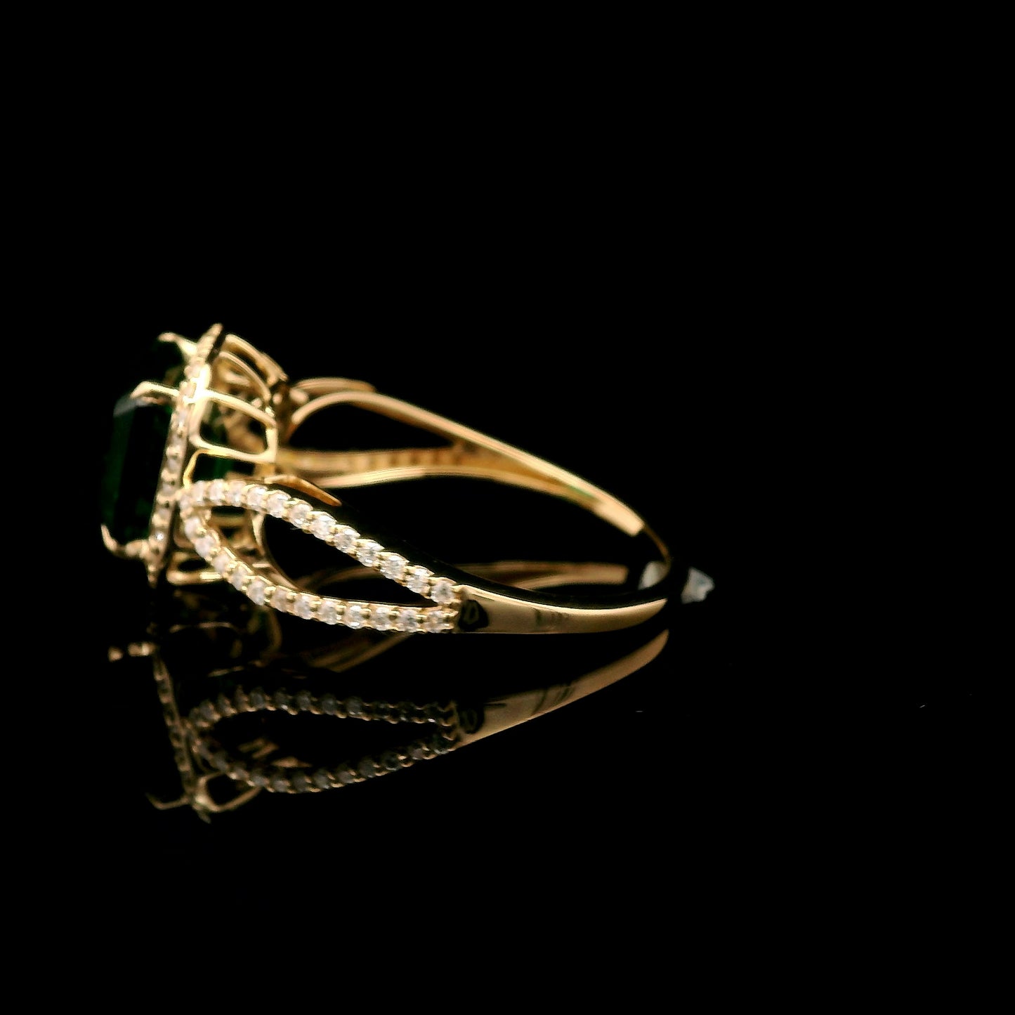 2.46 Ct Square Emerald Cut Lab Grown Emerald 14K Gold Ring