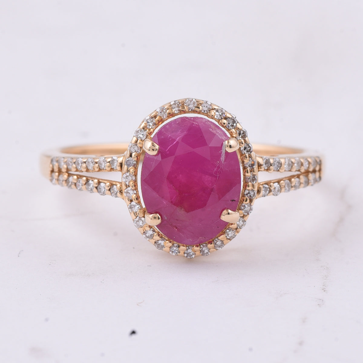 2.03 Ct Oval Natural Ruby 14K Gold Ring